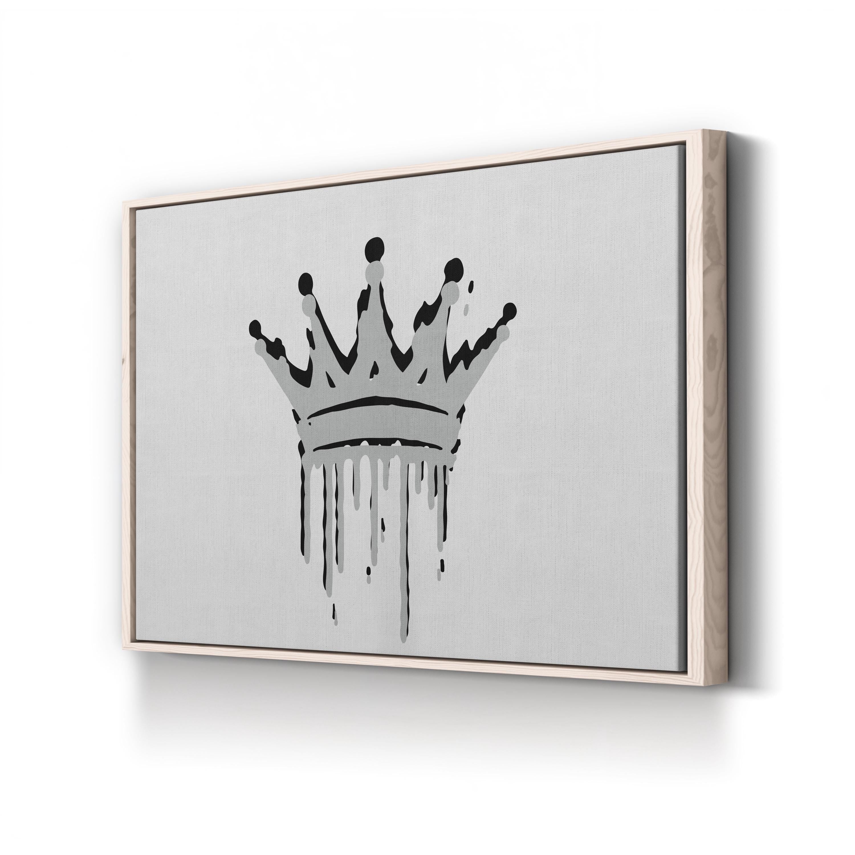 Crown Calligraphy Royal – Period Illustration Wall Art | Black White Gold Canvas Print