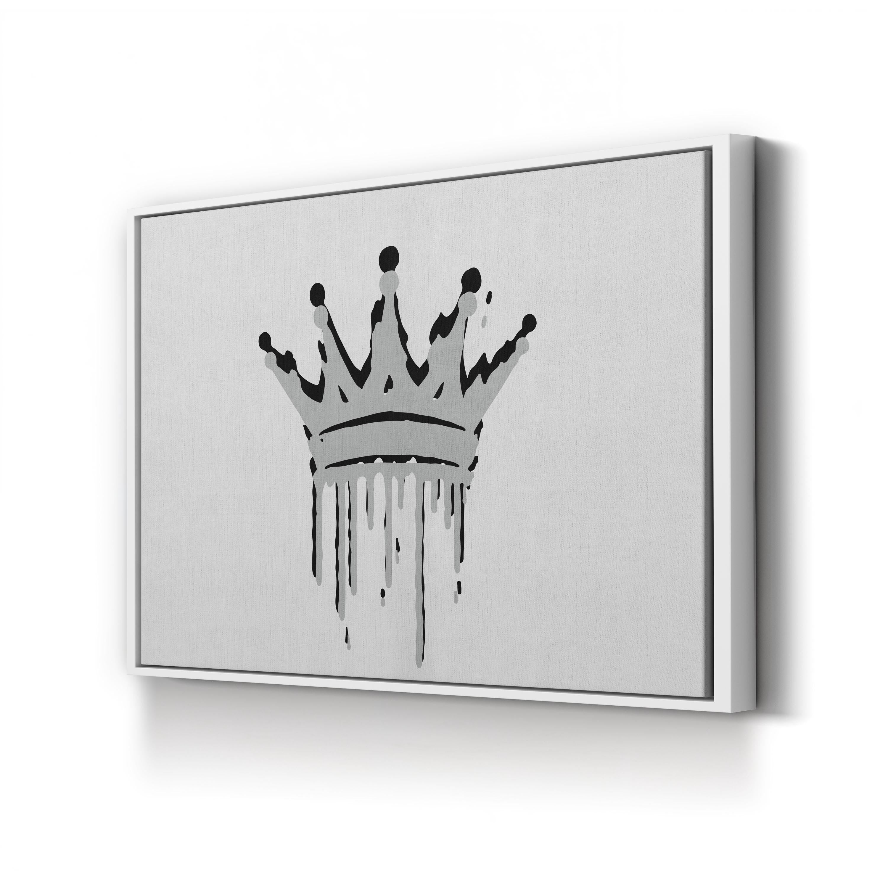 Crown Calligraphy Royal – Period Illustration Wall Art | Black White Gold Canvas Print