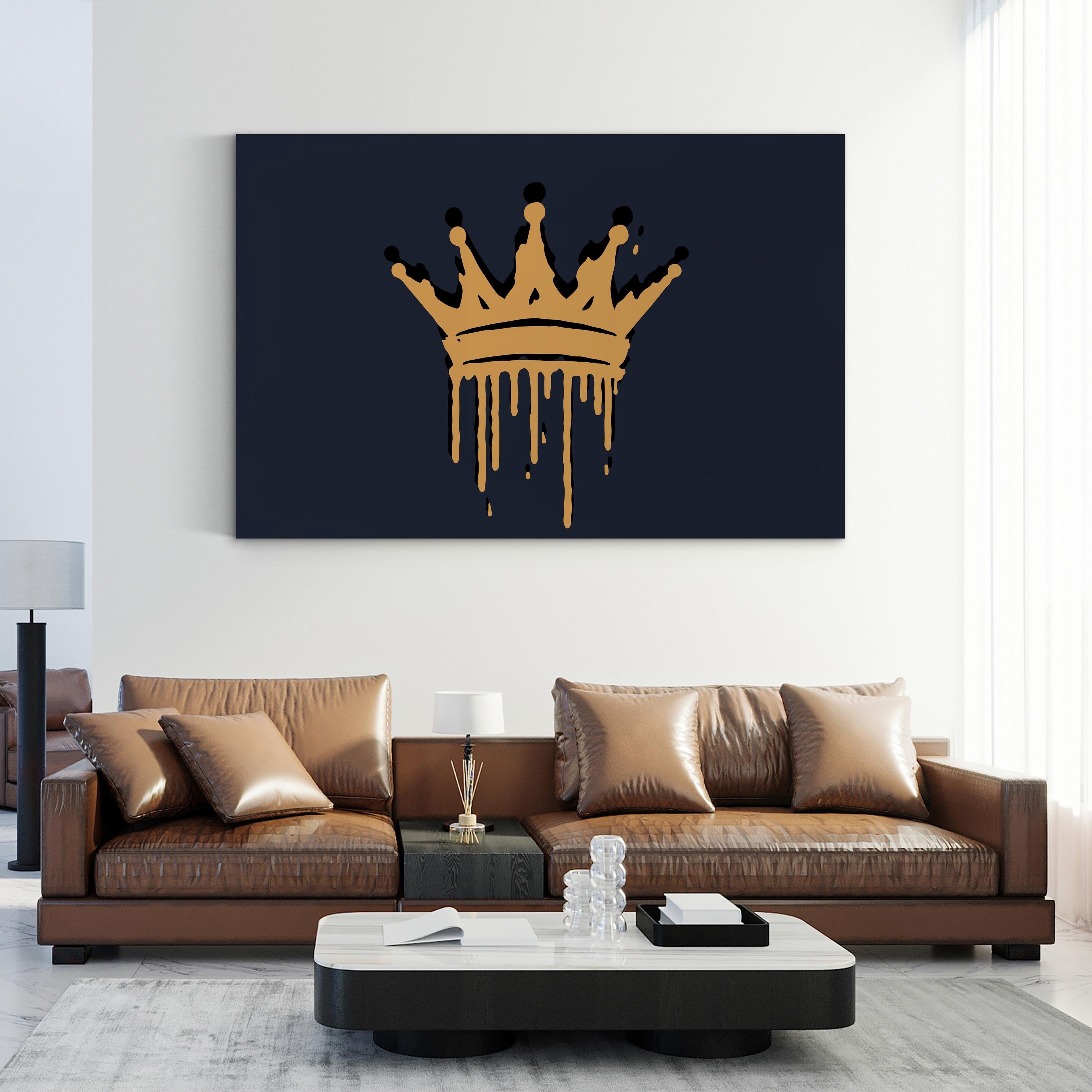 Crown II Calligraphy – Period Illustration Wall Art | Royal Typographic Canvas Print