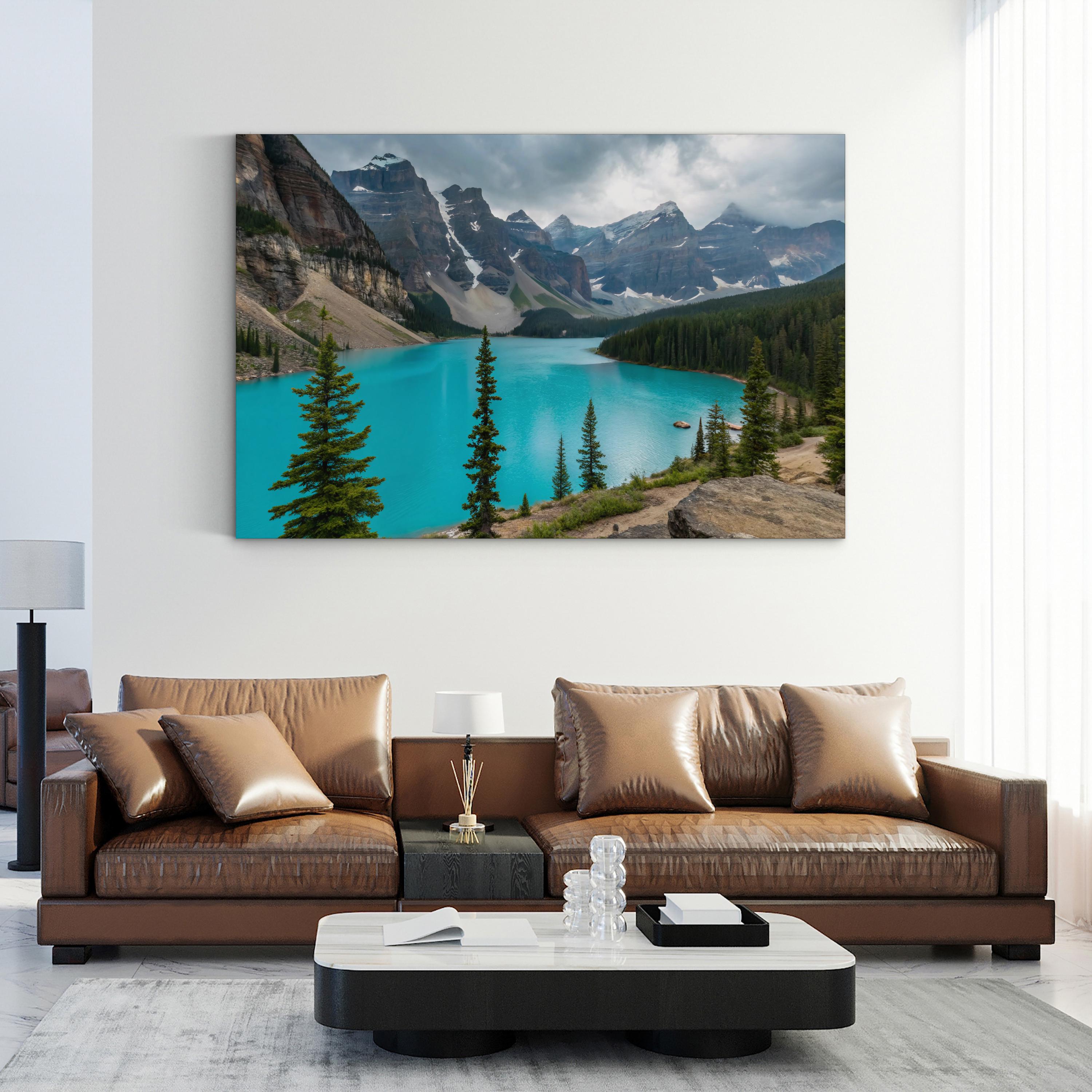 Turquoise Mountain Lake Canvas Art Print