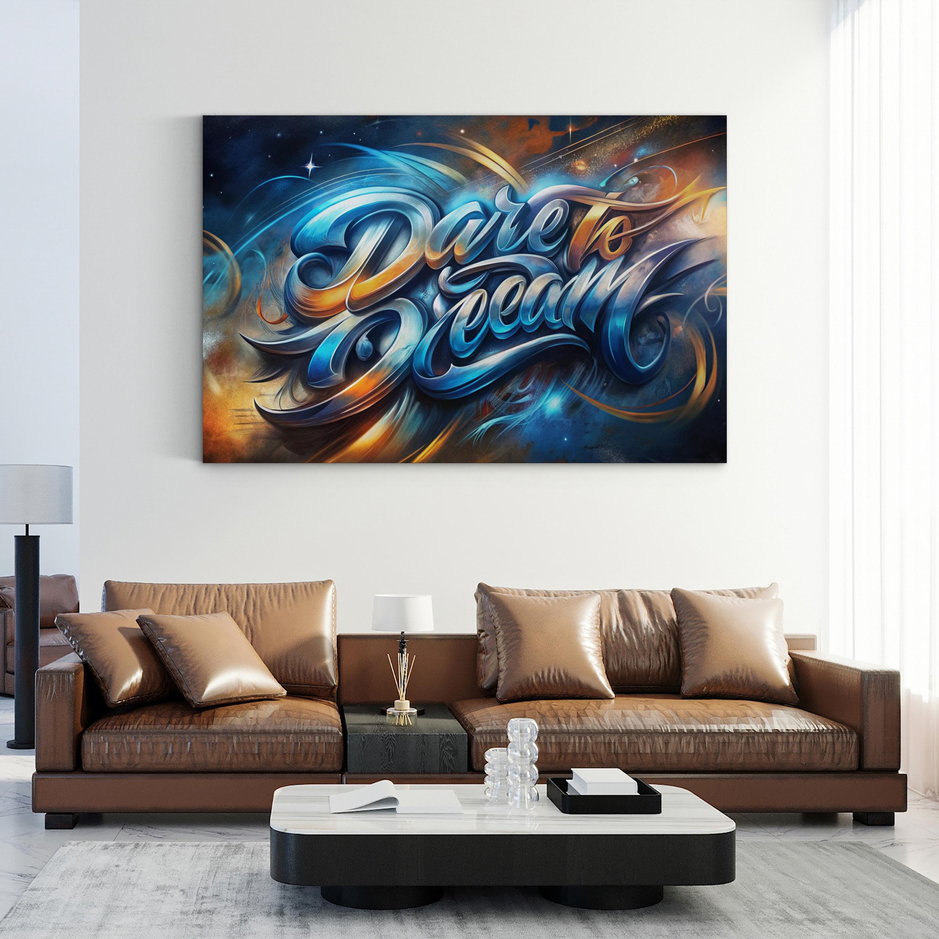 Dare to Dream Typography – Period Illustration Wall Art | Inspirational Canvas Print