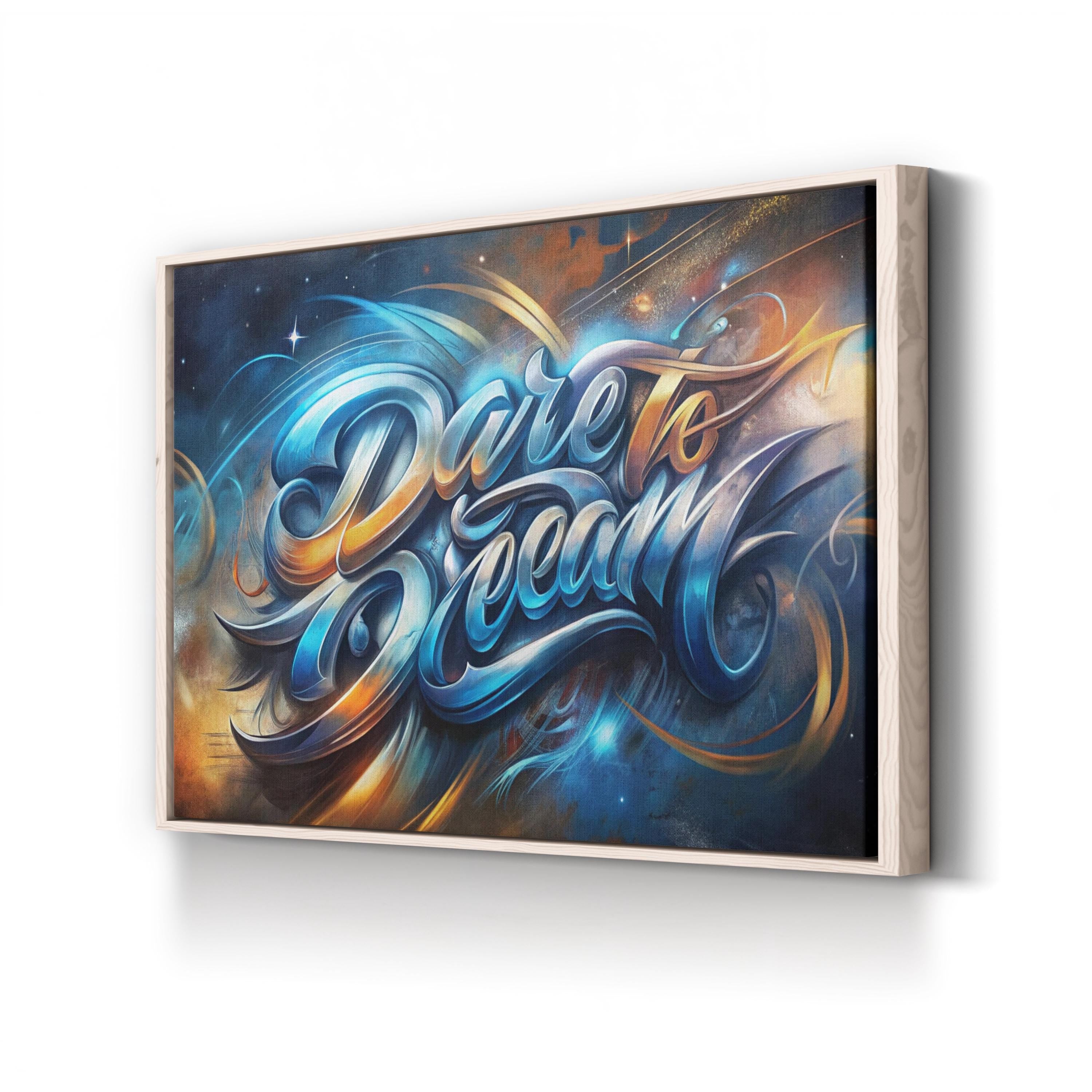 Dare to Dream Typography – Period Illustration Wall Art | Inspirational Canvas Print