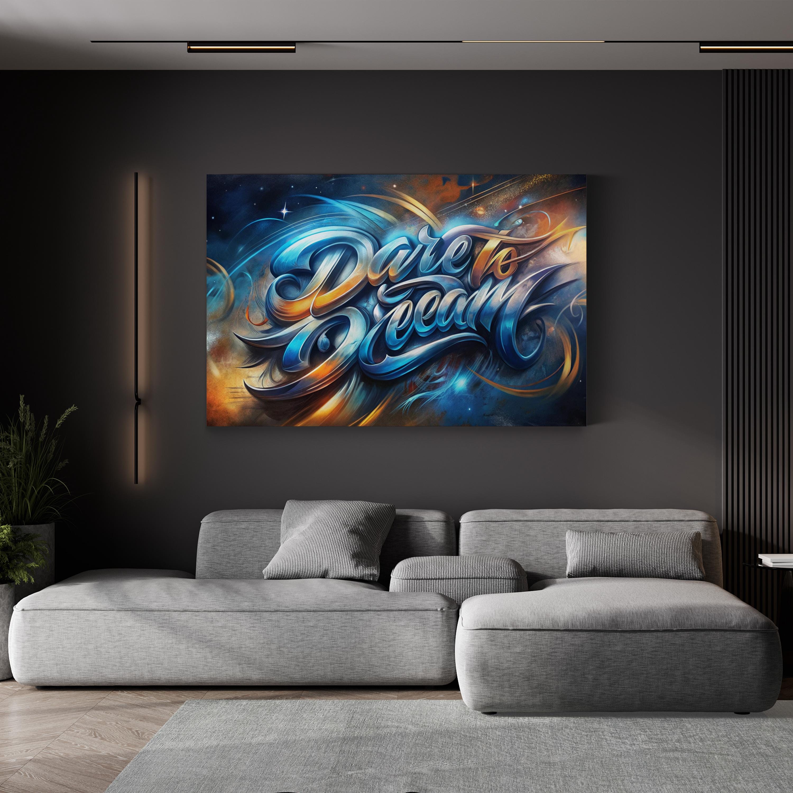 Dare to Dream Typography – Period Illustration Wall Art | Inspirational Canvas Print
