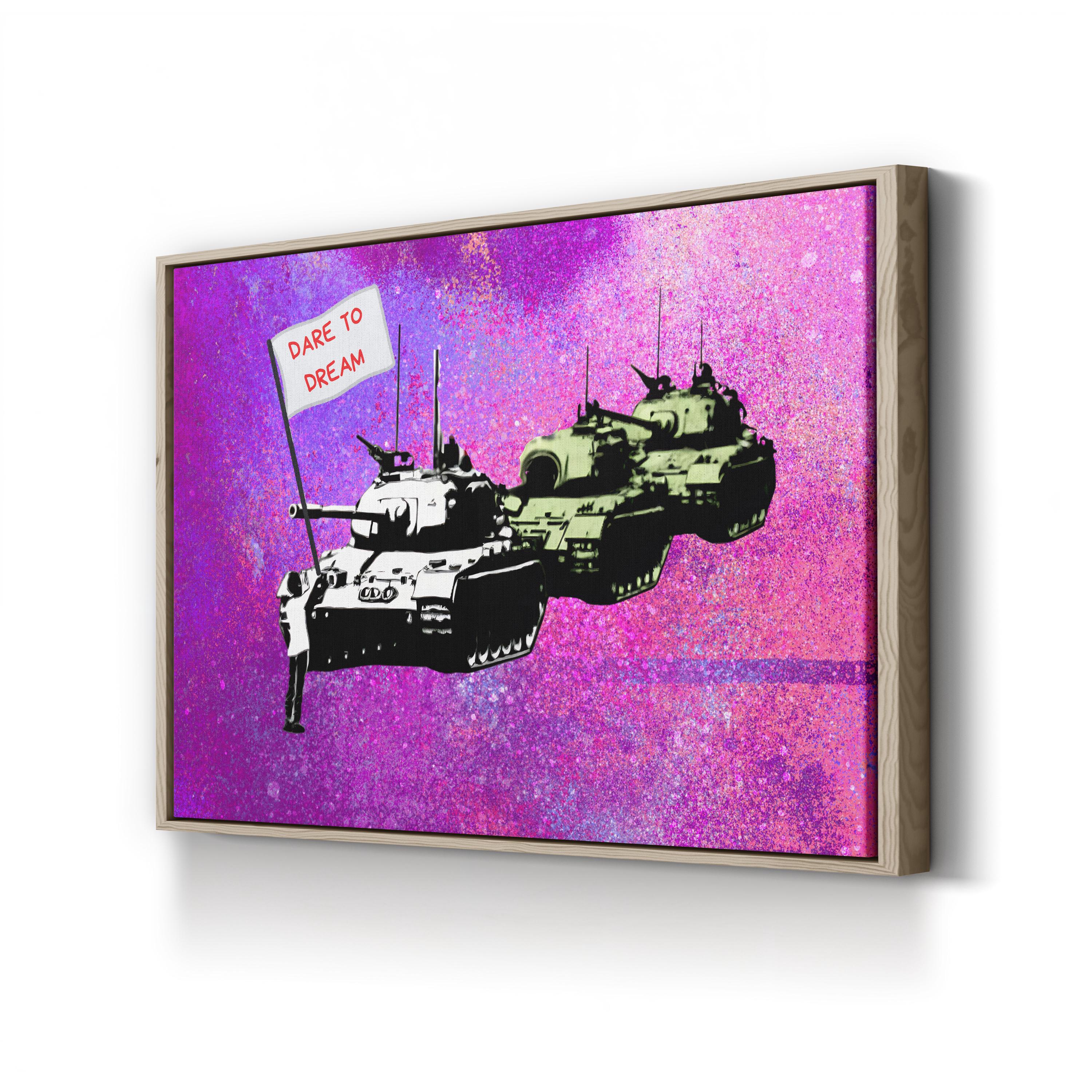 Dare to Dream Tank Pop Art – Period Illustration Wall Art | Contemporary Motivational Canvas Print