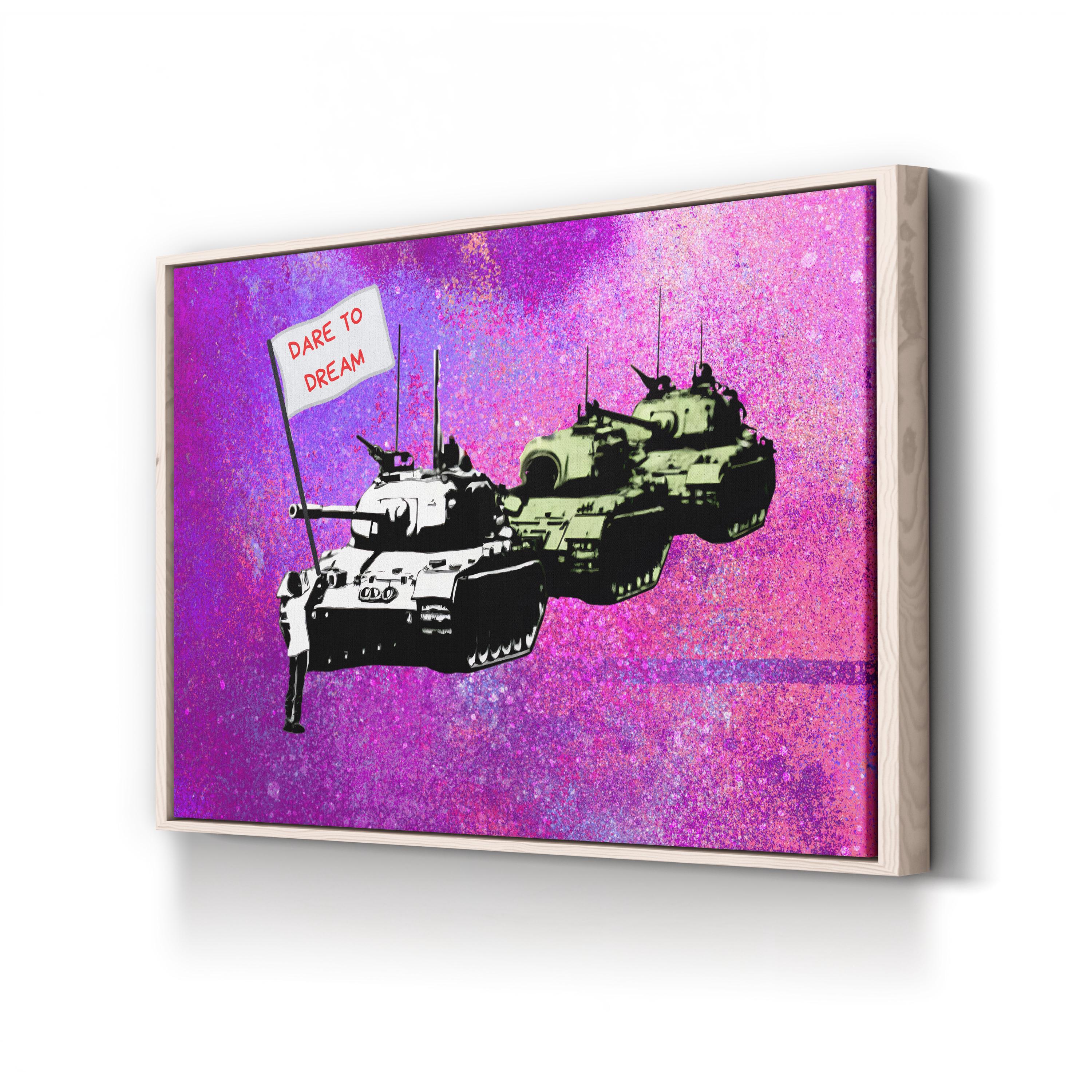 Dare to Dream Tank Pop Art – Period Illustration Wall Art | Contemporary Motivational Canvas Print