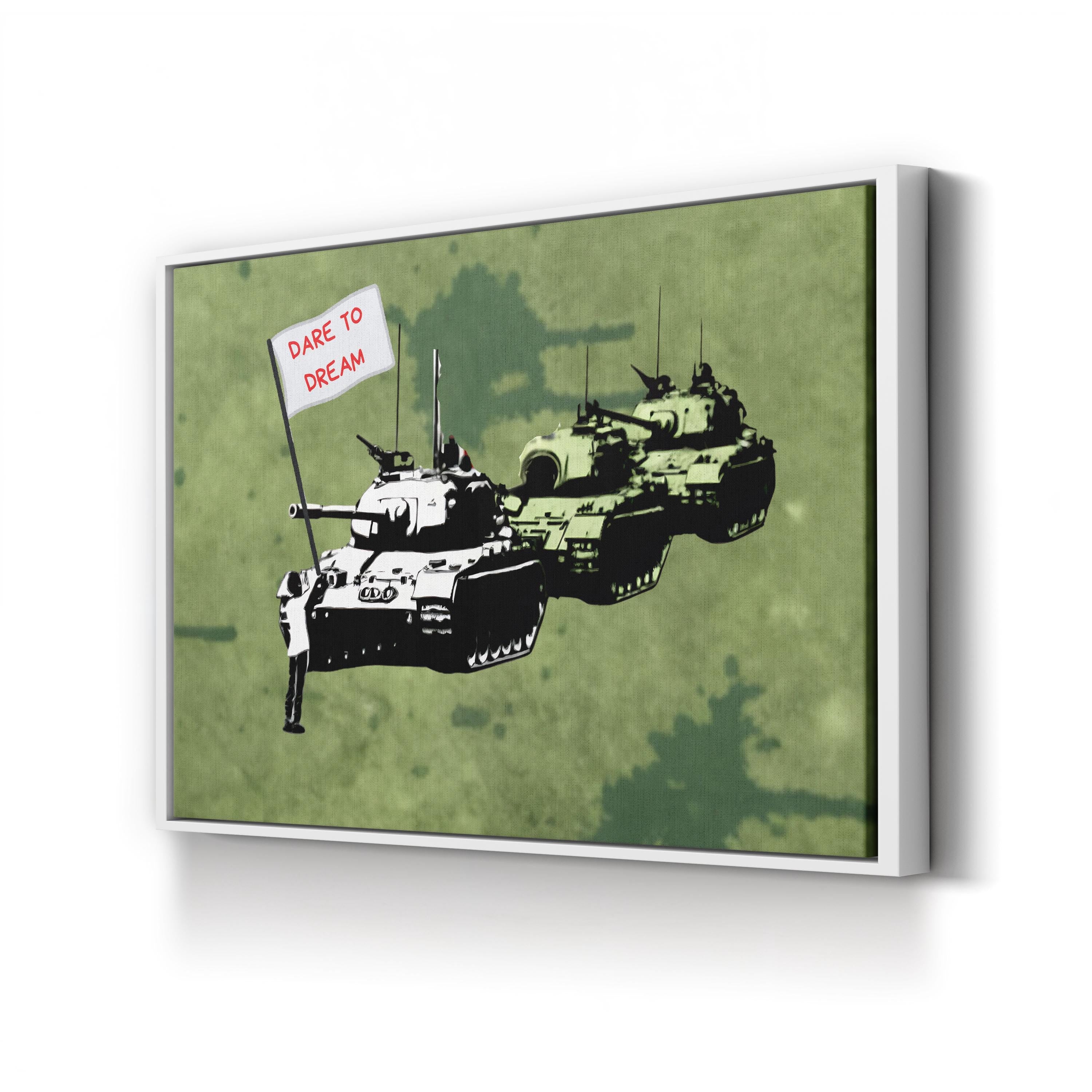 Dare to Dream Tank Graphic – Period Illustration Wall Art | Contemporary Motivational Canvas Print