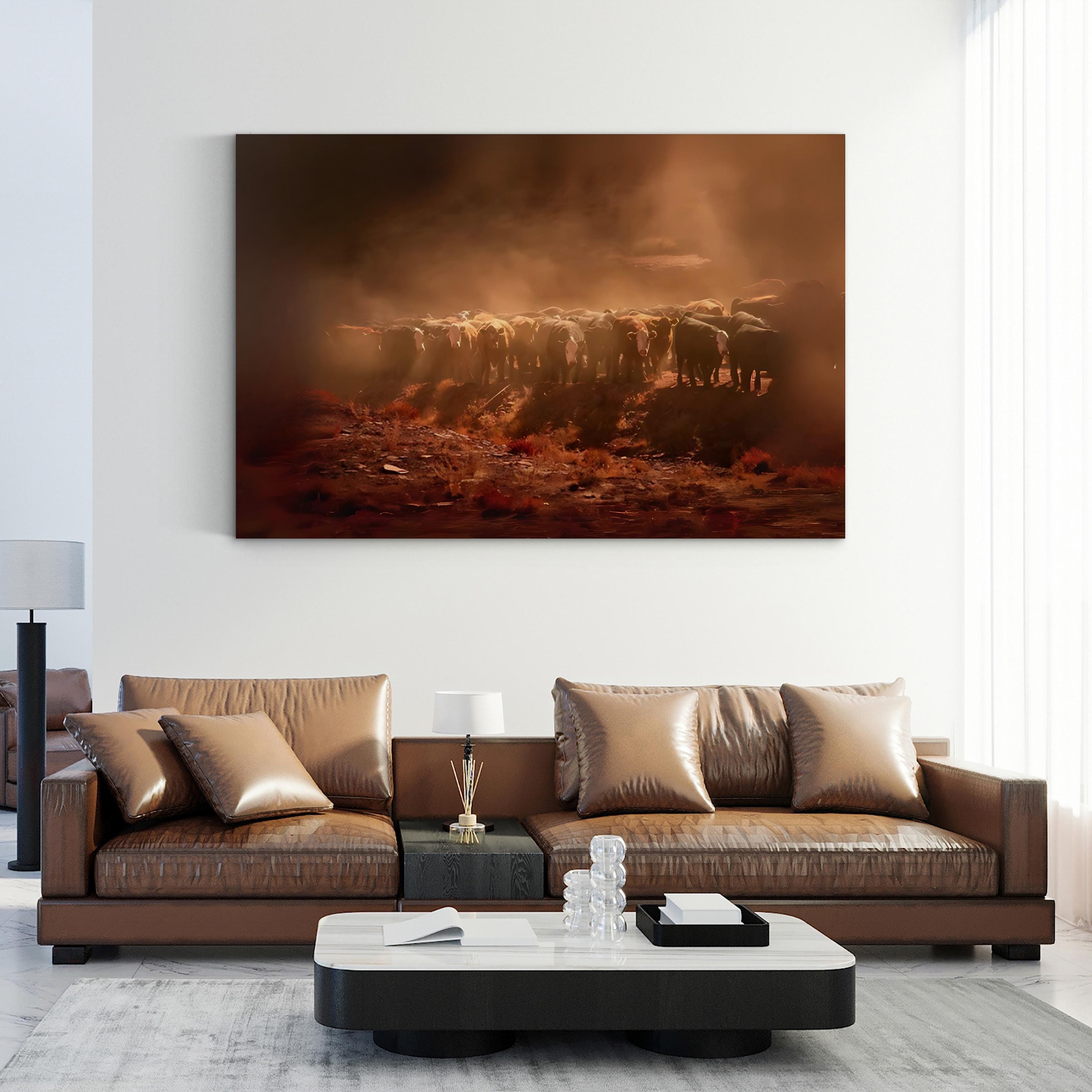Cattle Herd Canvas – Rural Landscape Photography Wall Art