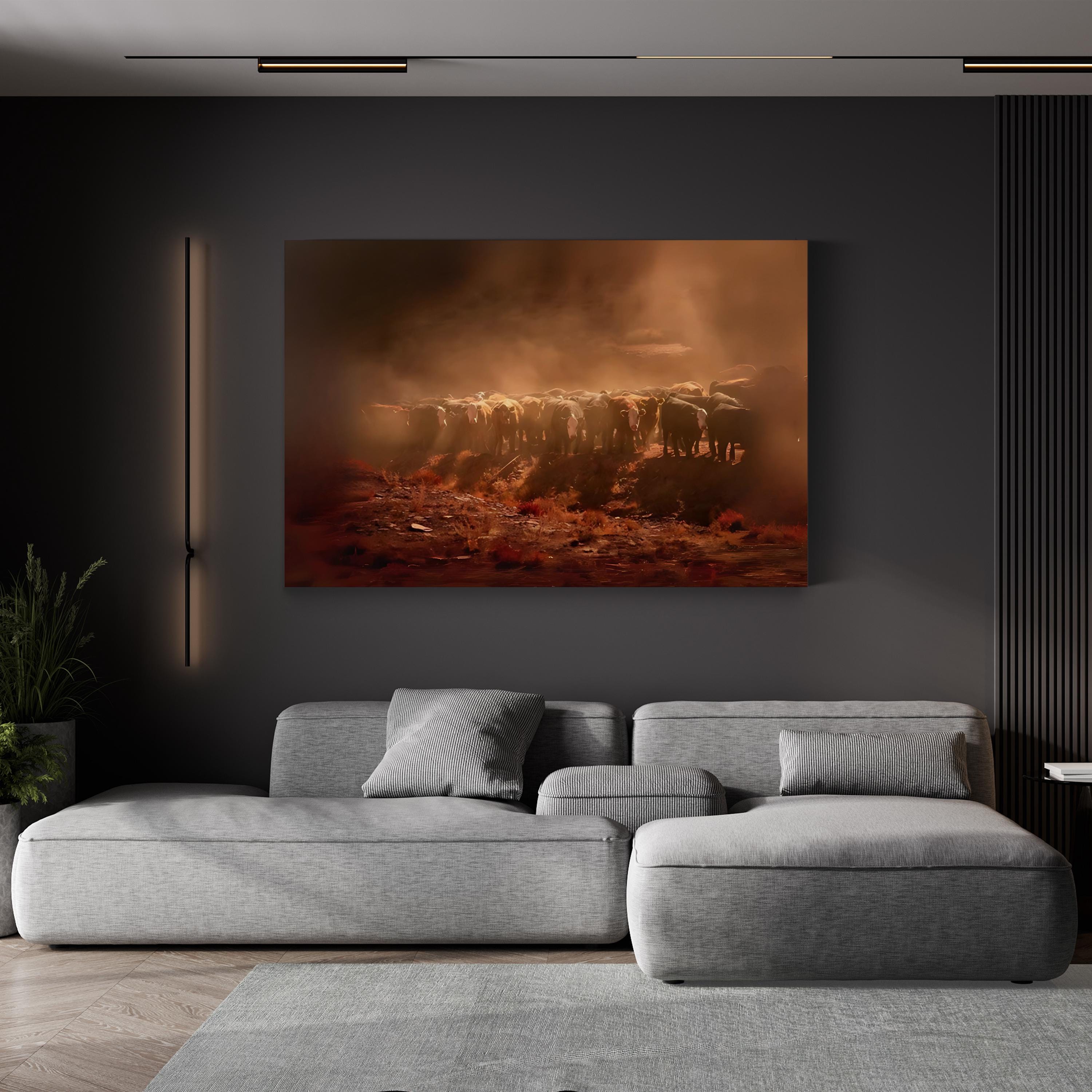 Cattle Herd Canvas – Rural Landscape Photography Wall Art