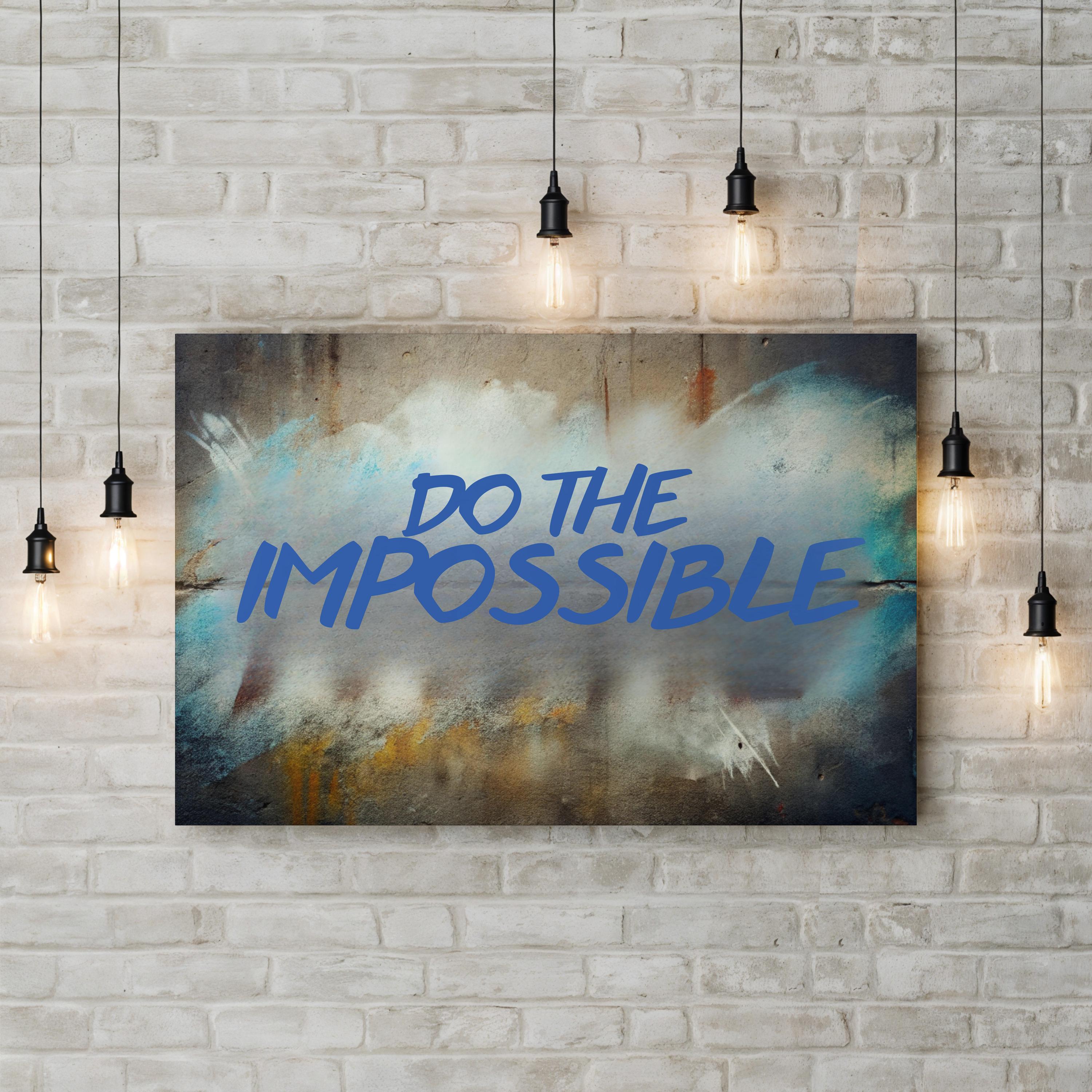 Do the Impossible Wall Art – Blue Graffiti Stencil Motivational Canvas Print