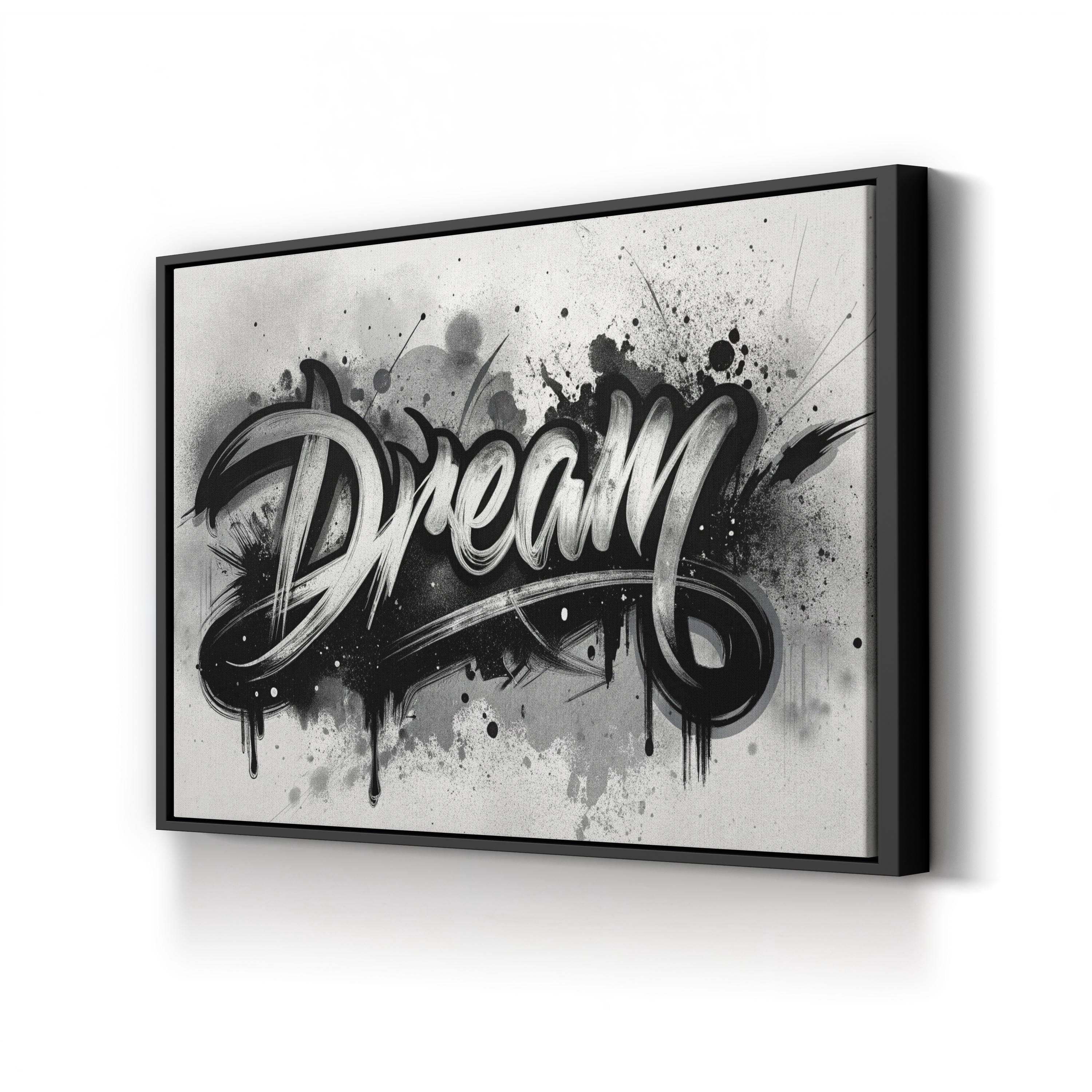 Dream Calligraphy Minimalist – Period Illustration Wall Art | Black & White Canvas Print