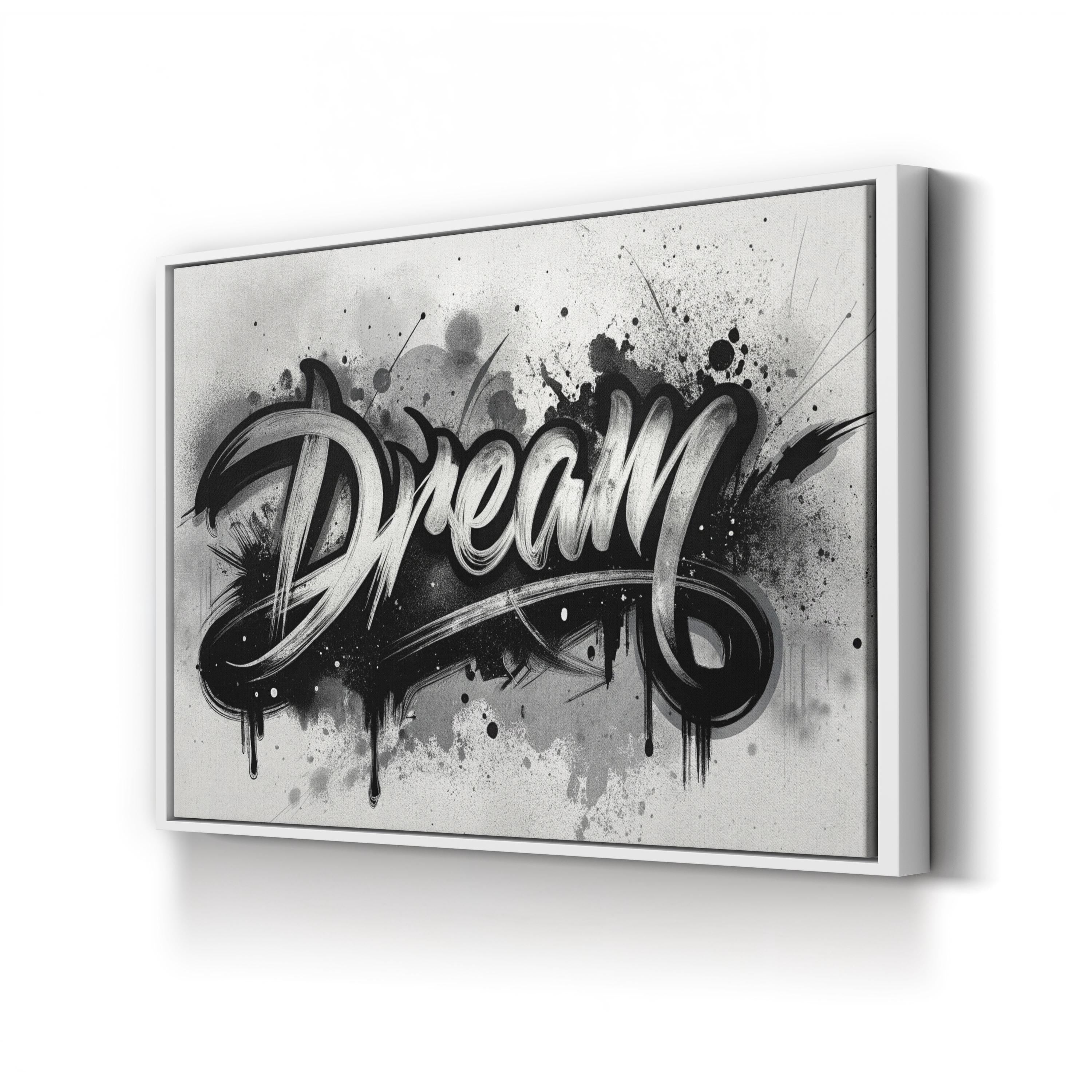 Dream Calligraphy Minimalist – Period Illustration Wall Art | Black & White Canvas Print