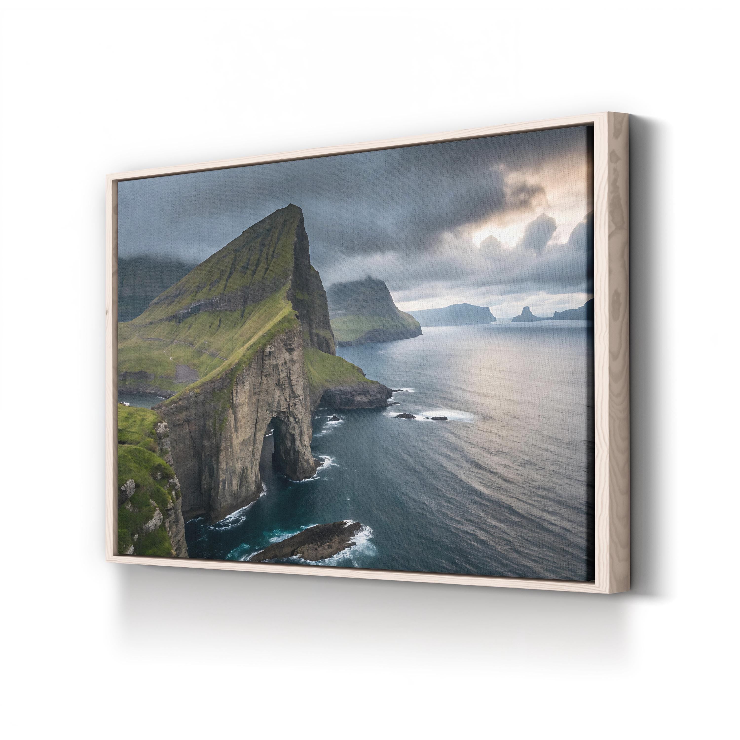 Drangarnir Faroe Islands Canvas Wall Art — North Atlantic Sea Stacks Coastal Landscape Print