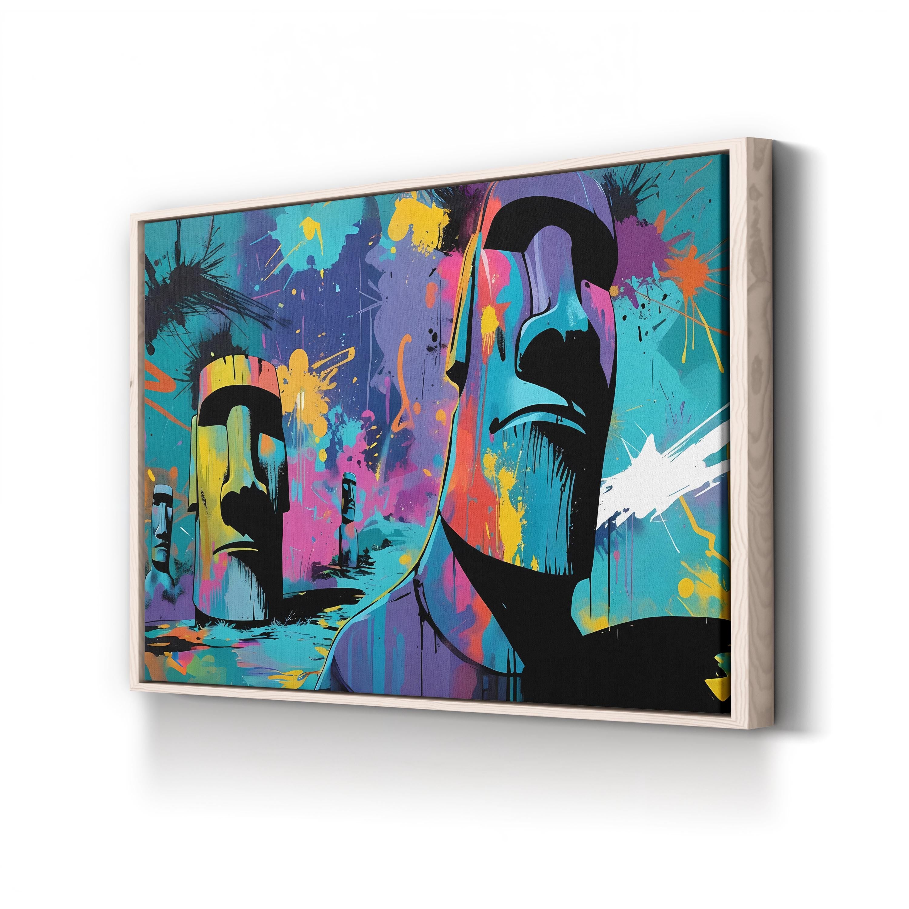 Moai Graffiti Easter Island – Period Illustration Wall Art | Statue Canvas Print