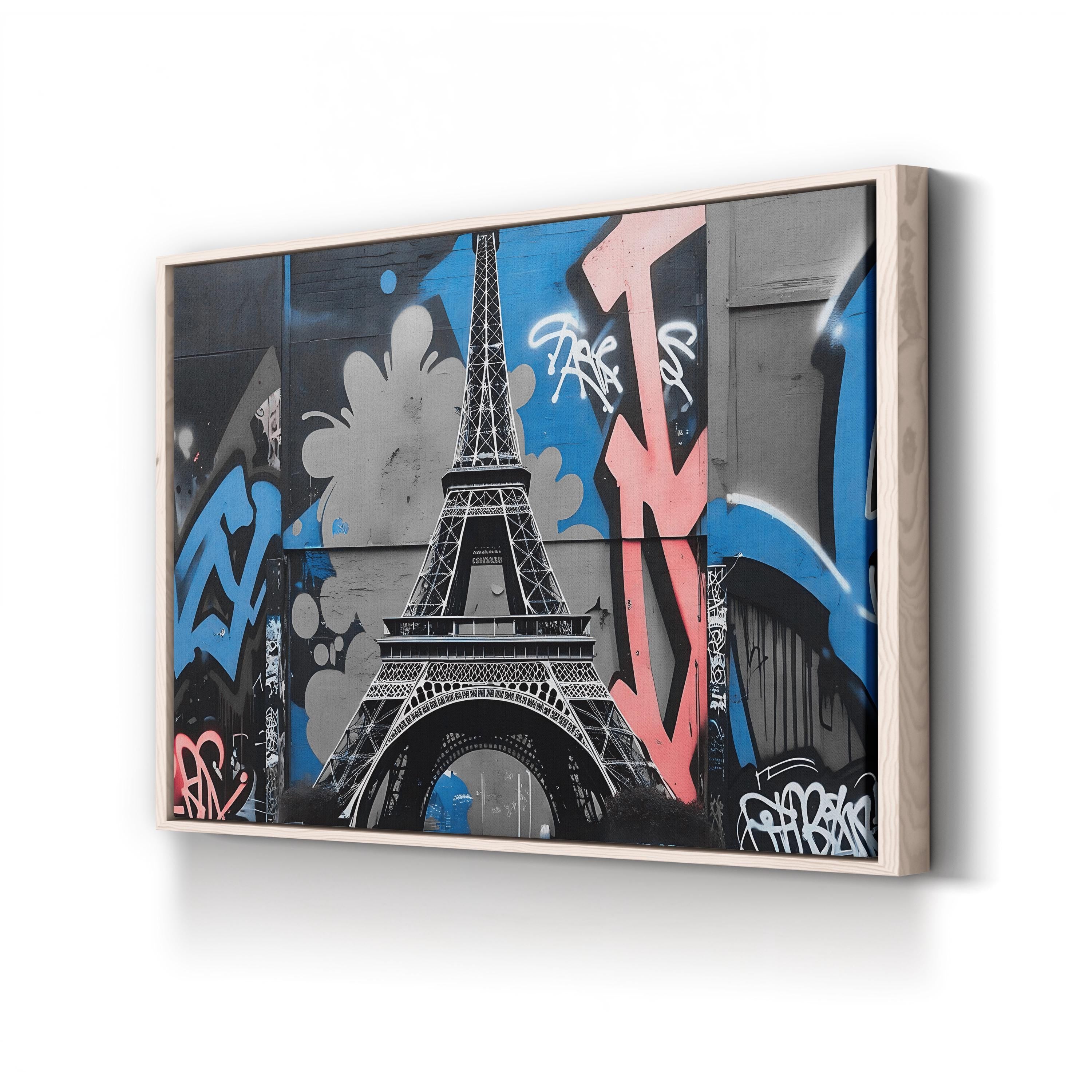 Eiffel Tower Graffiti Urban – Period Illustration Wall Art | Parisian Street Canvas Print