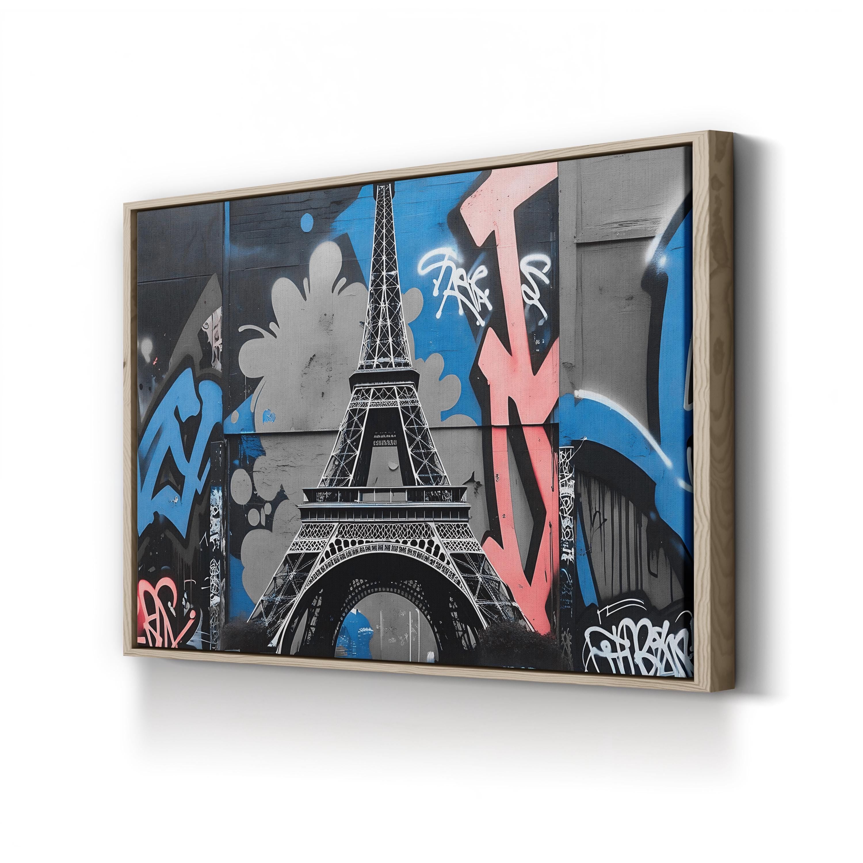 Eiffel Tower Graffiti Urban – Period Illustration Wall Art | Parisian Street Canvas Print