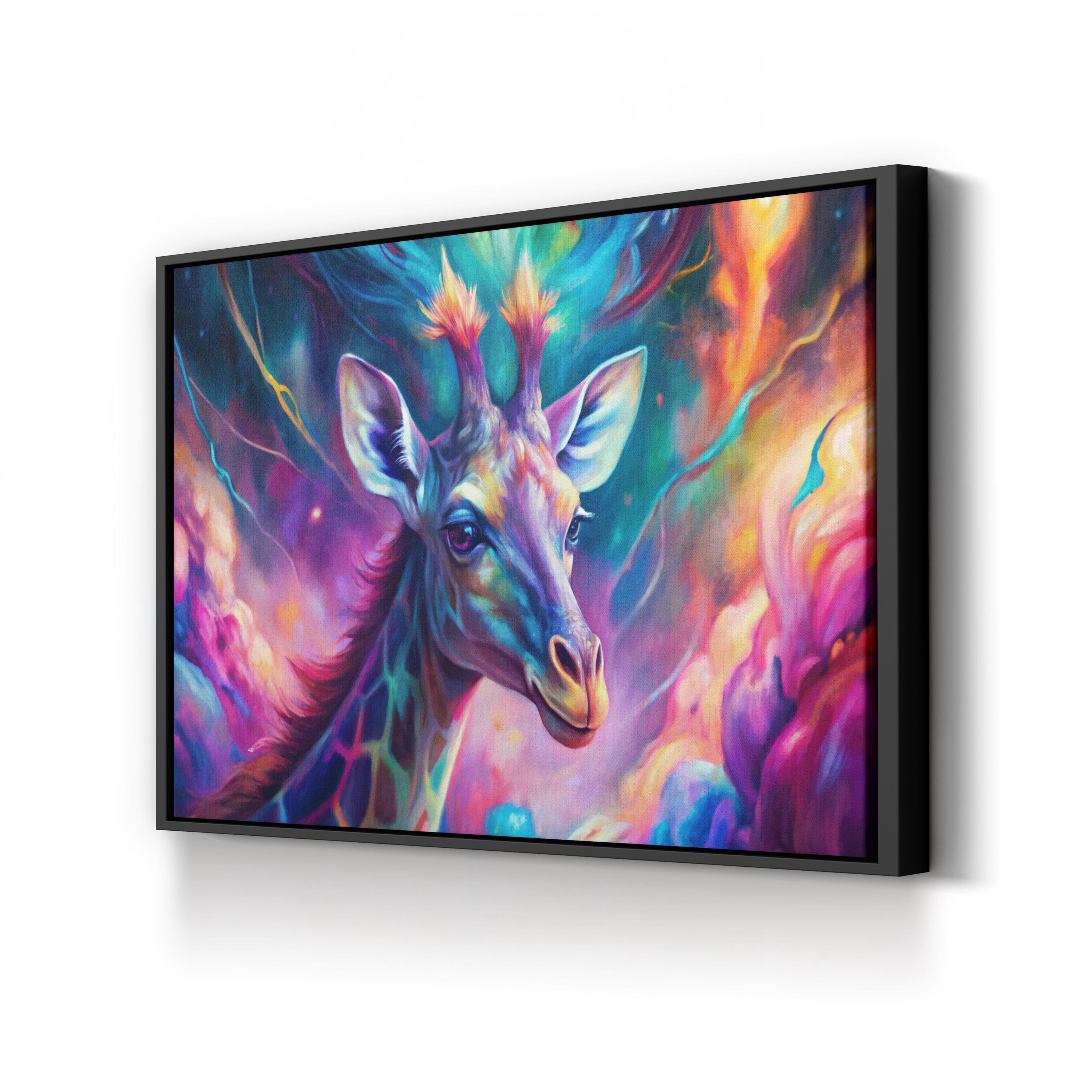 Enchanted Giraffe Canvas – Modern Pop Cosmic Wildlife Wall Art