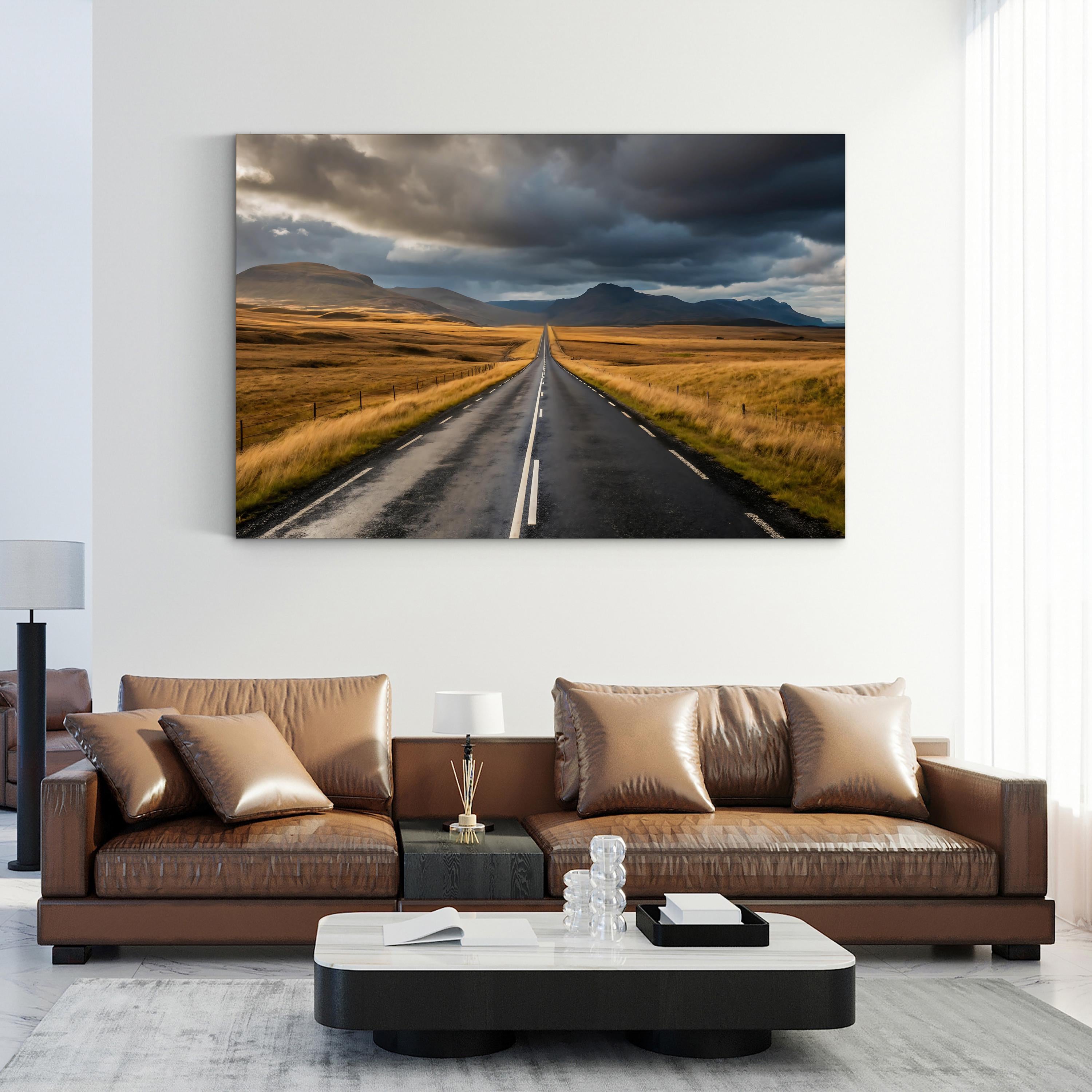 Iceland Open Road – Vintage Photography Wall Art | Scenic Landscape Canvas Print