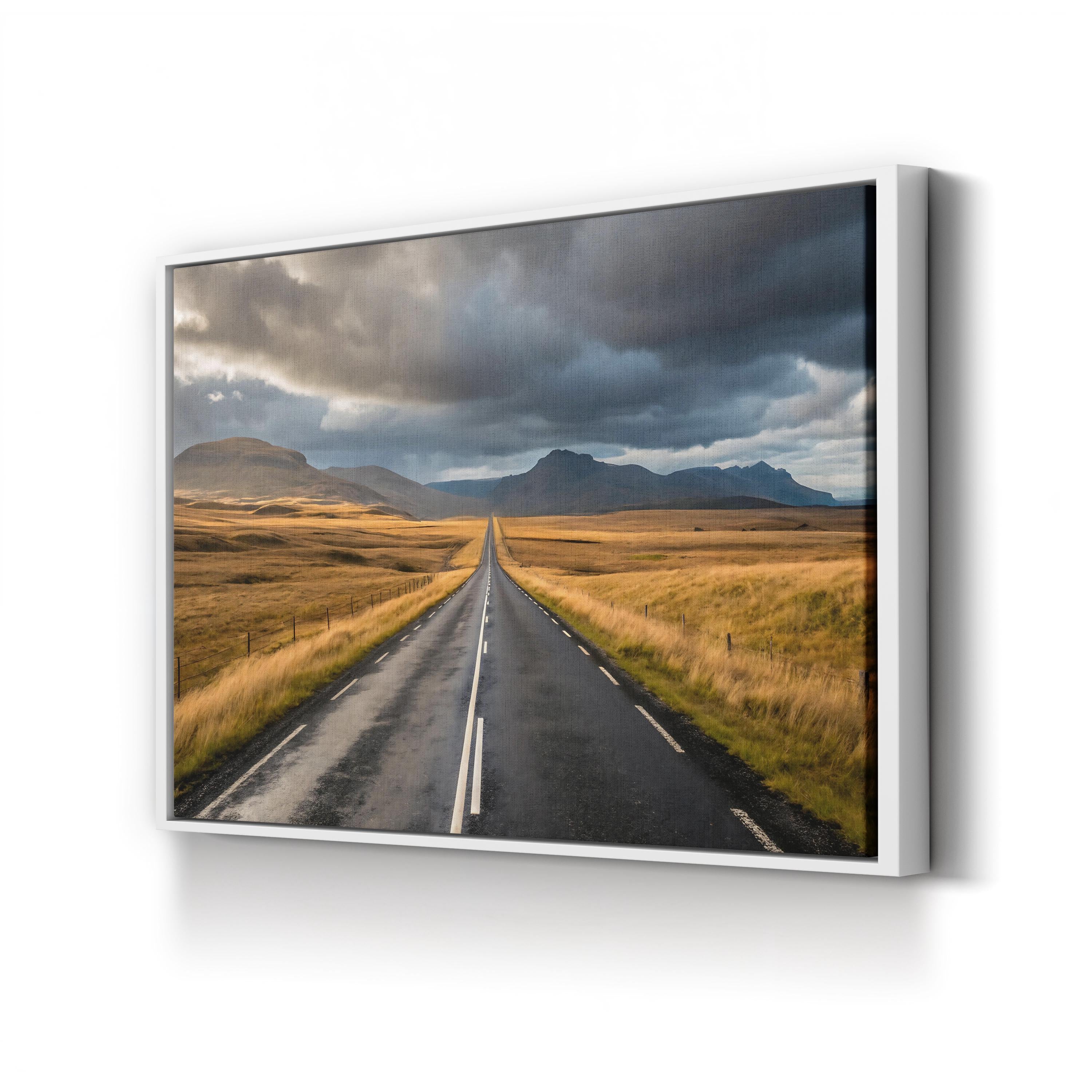 Iceland Open Road – Vintage Photography Wall Art | Scenic Landscape Canvas Print