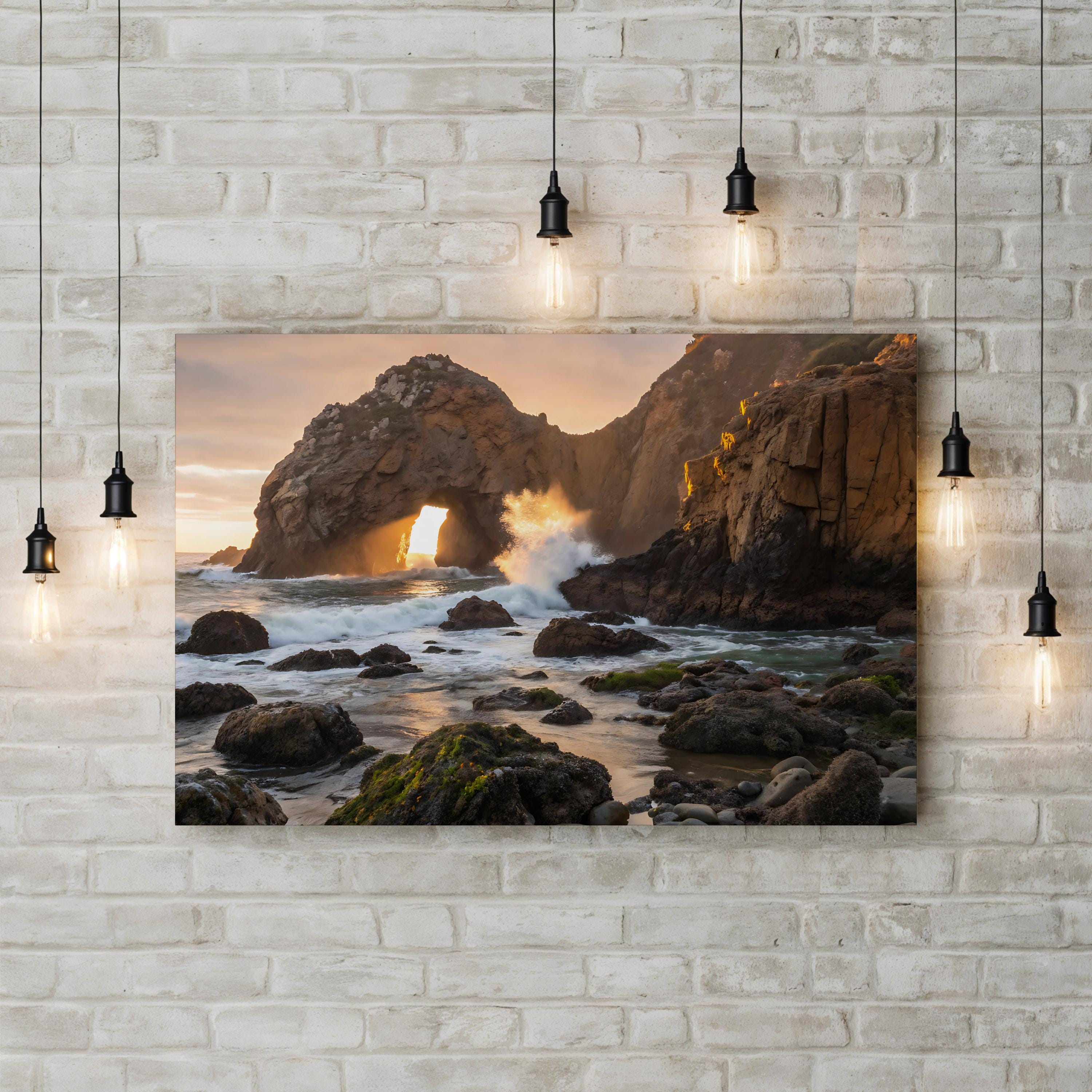 Coastal Sea Cliffs Arch – Vintage Photography Wall Art | Ocean Landscape Canvas Print