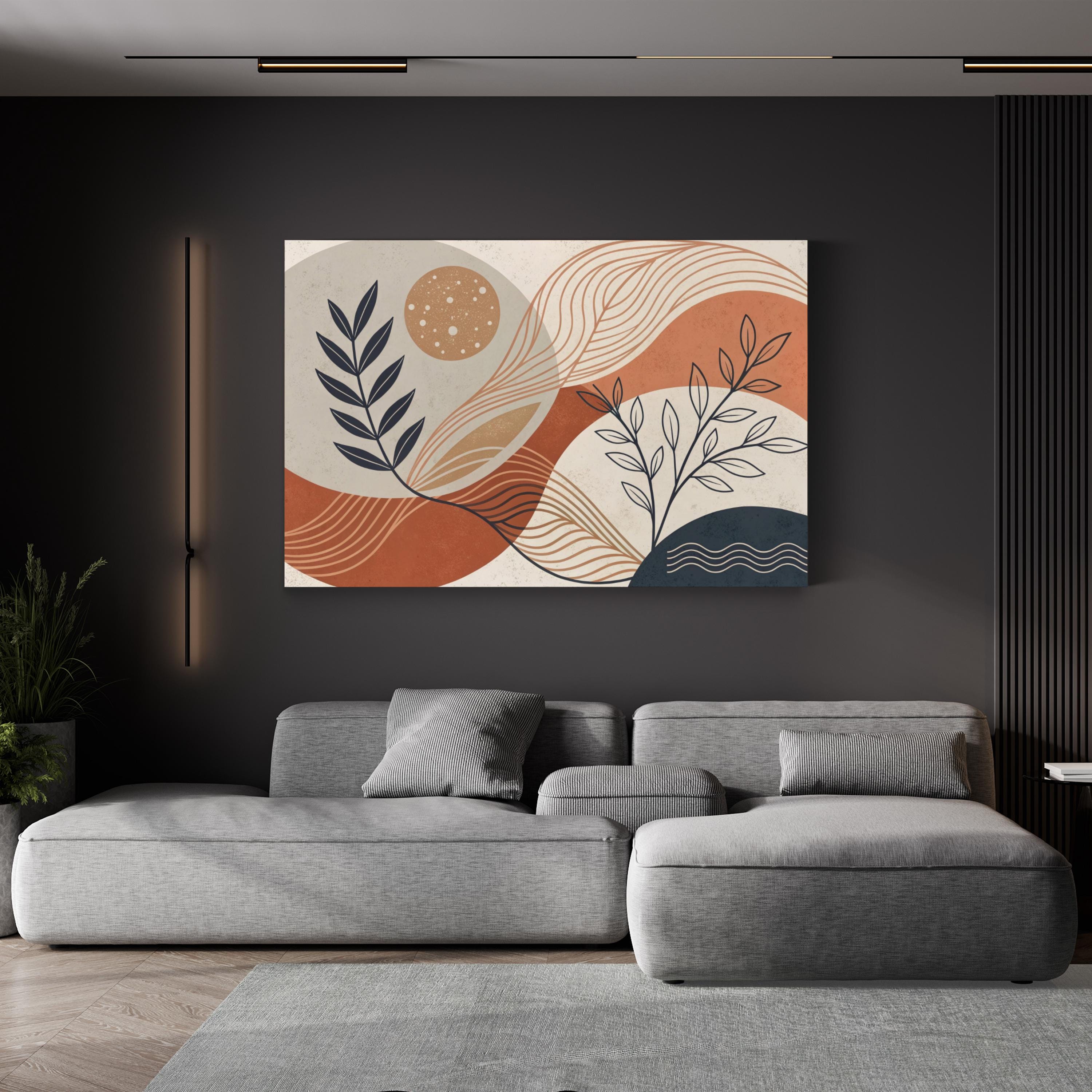 Boho Abstract Botanicals – Period Illustration Wall Art | Modern Living Room Canvas Print
