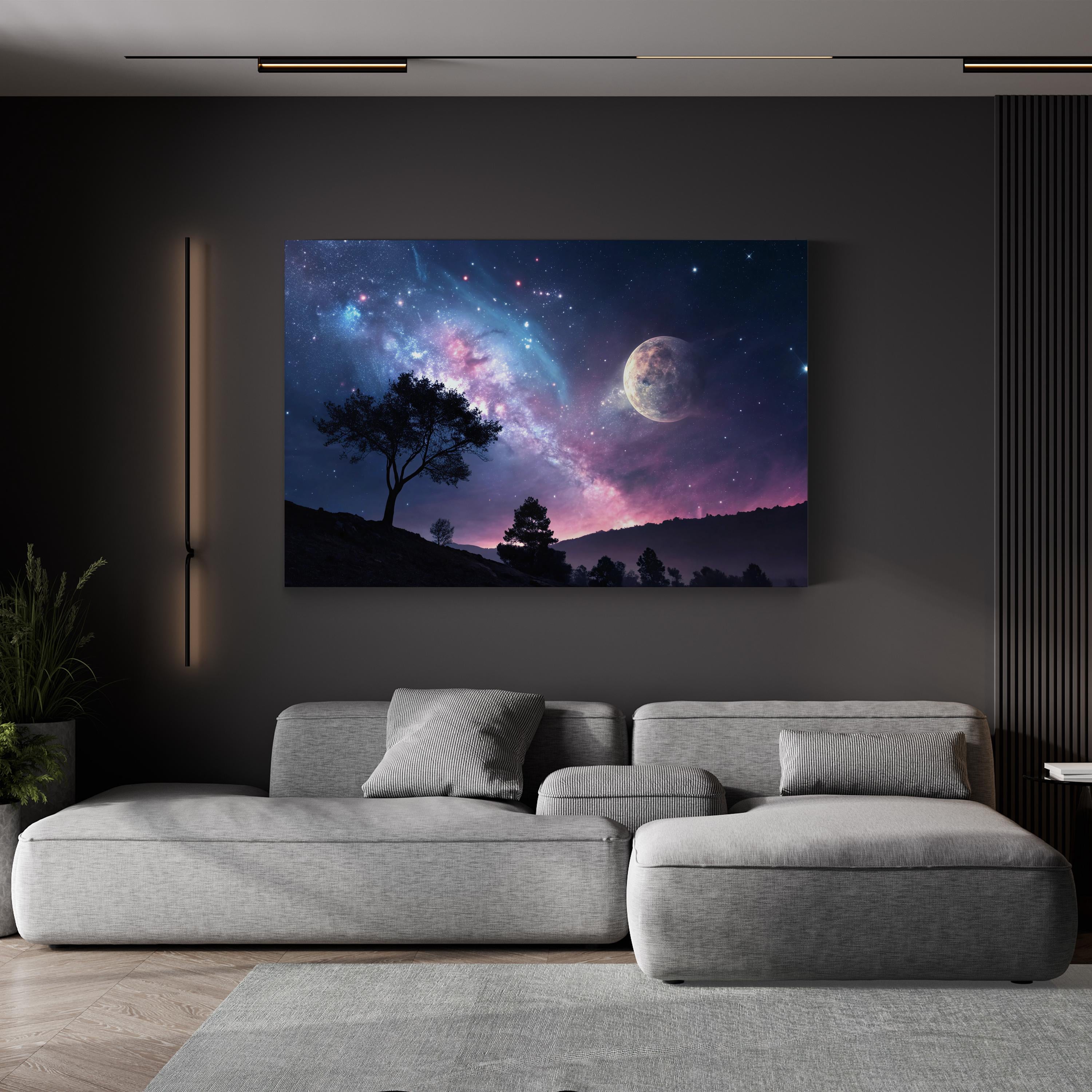 Abstract Galaxy at Twilight – Period Illustration Wall Art | Cosmic Color Canvas Print