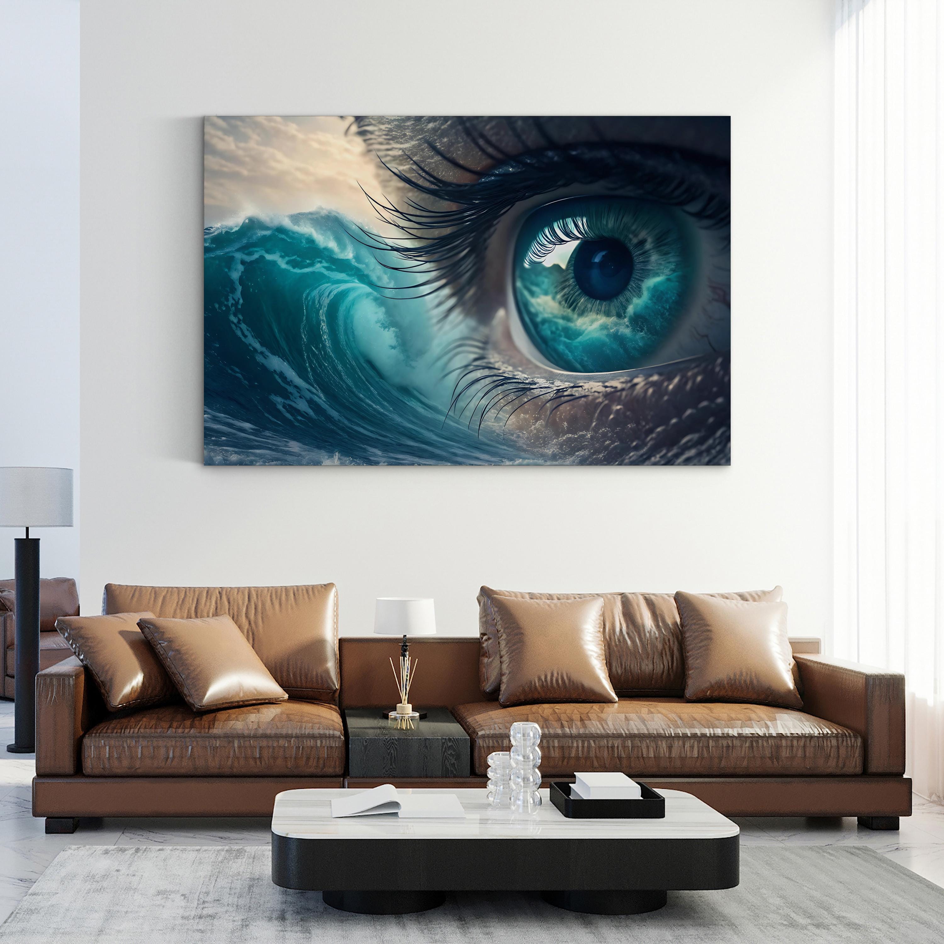 Ocean Wave Eye Surreal – Period Illustration Wall Art | Coastal Canvas Print