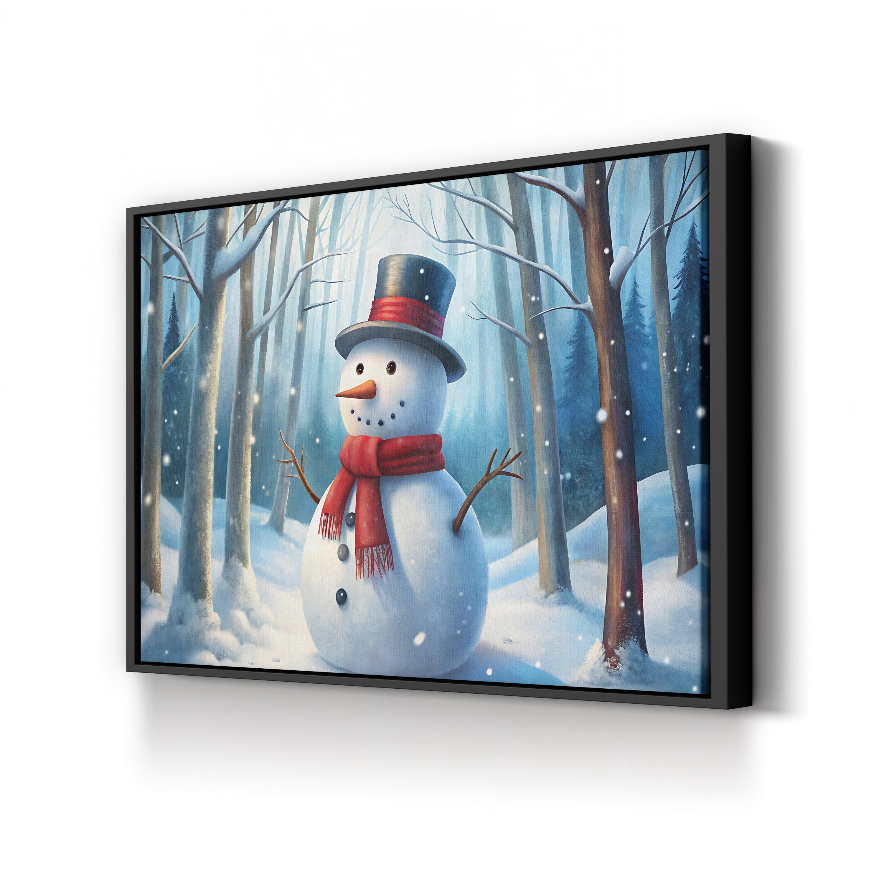 Festive Snowman – Period Illustration Wall Art | Winter Holiday Canvas Print