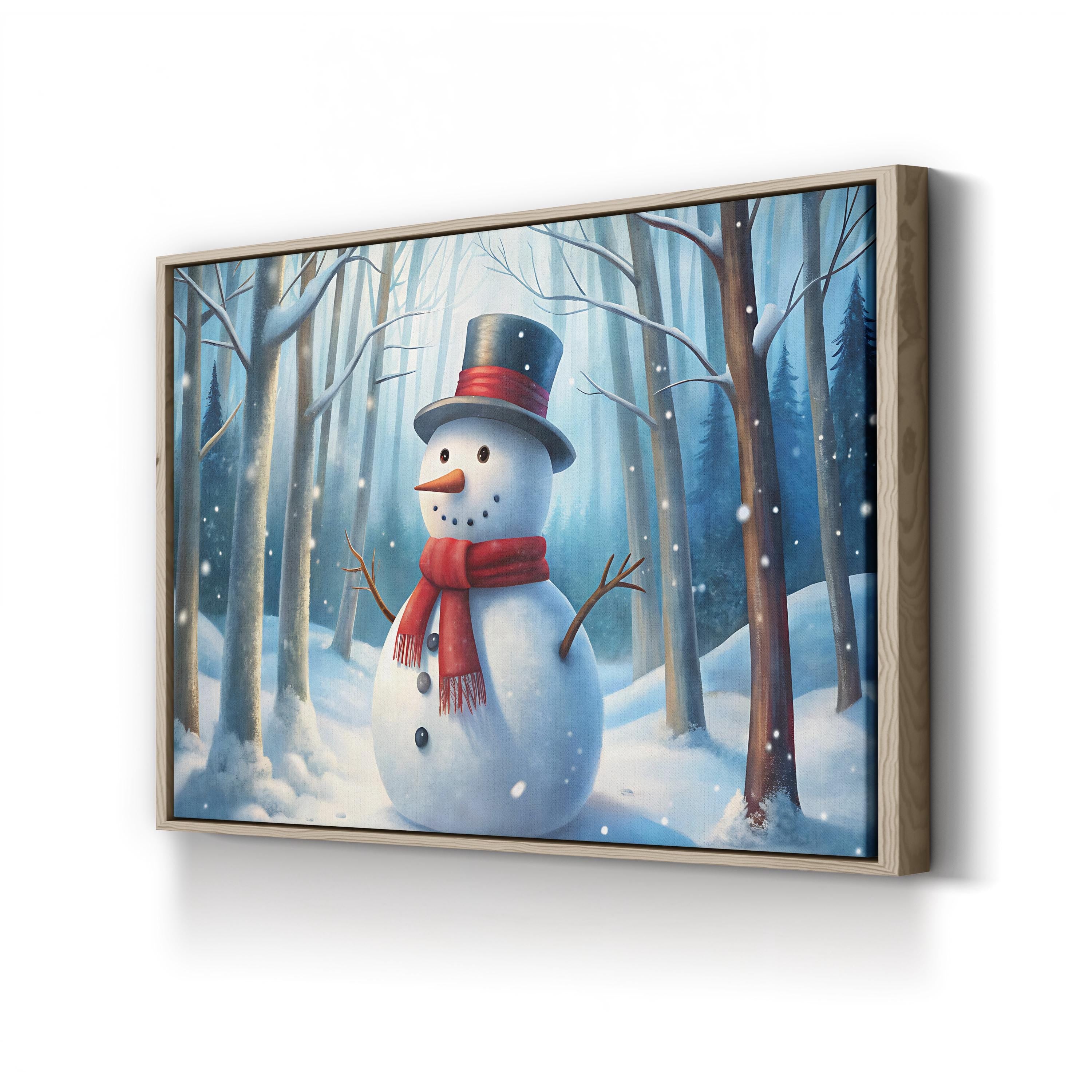 Festive Snowman – Period Illustration Wall Art | Winter Holiday Canvas Print