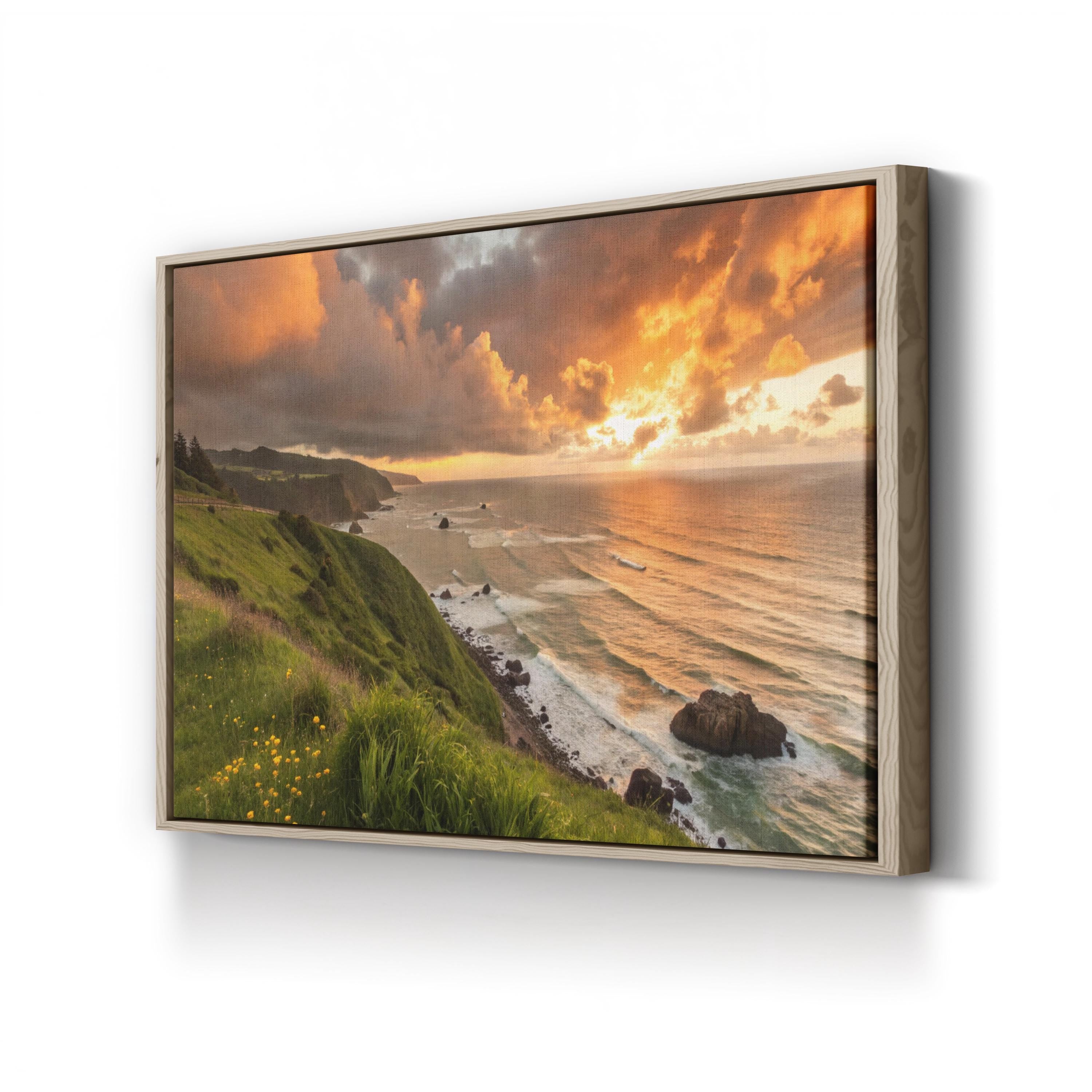 Pacifica Sunset Coastline – Vintage Photography Wall Art | Coastal Ocean Canvas Print