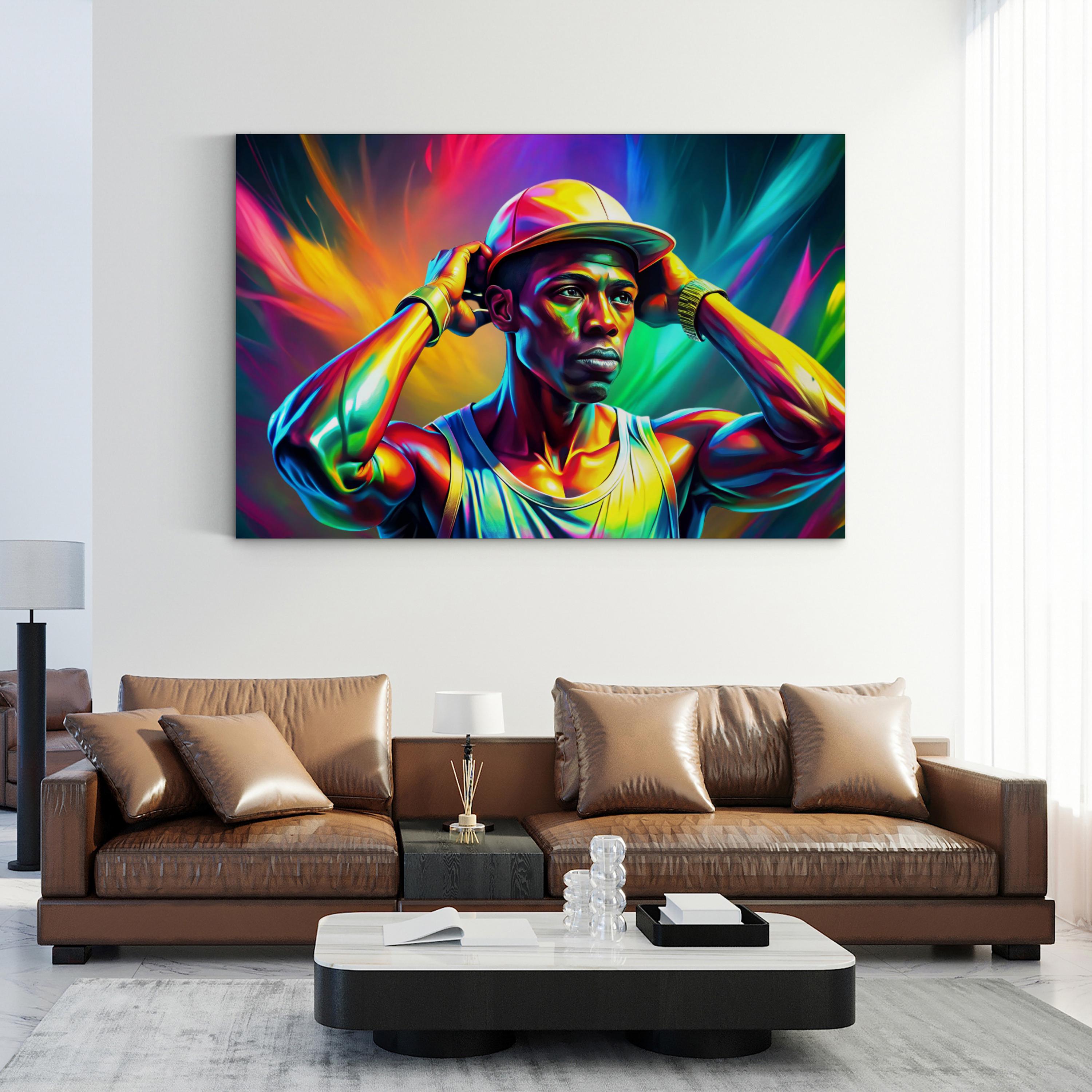 FLEXIN Neon Athlete – Period Illustration Wall Art | Motivational Canvas Print