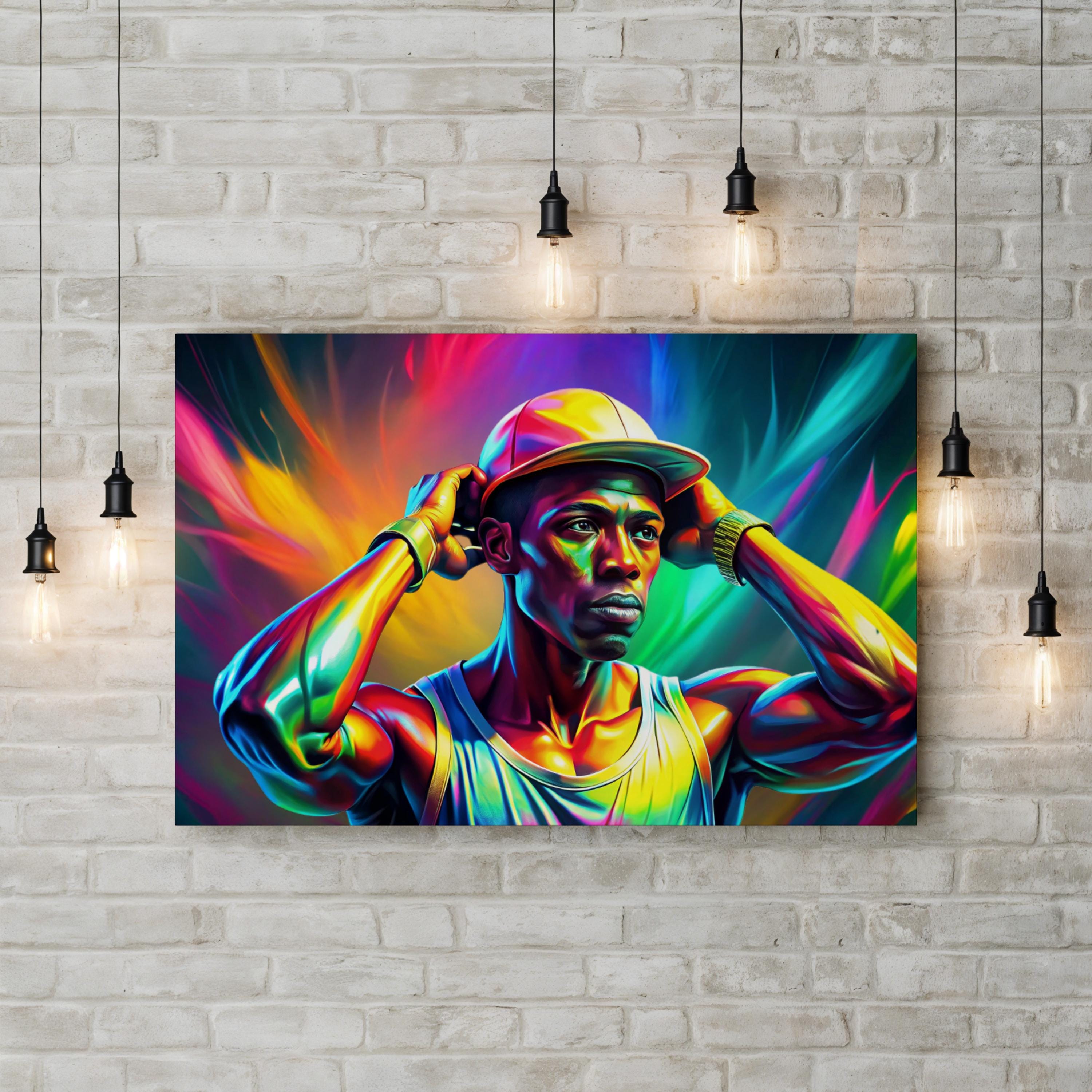 FLEXIN Neon Athlete – Period Illustration Wall Art | Motivational Canvas Print