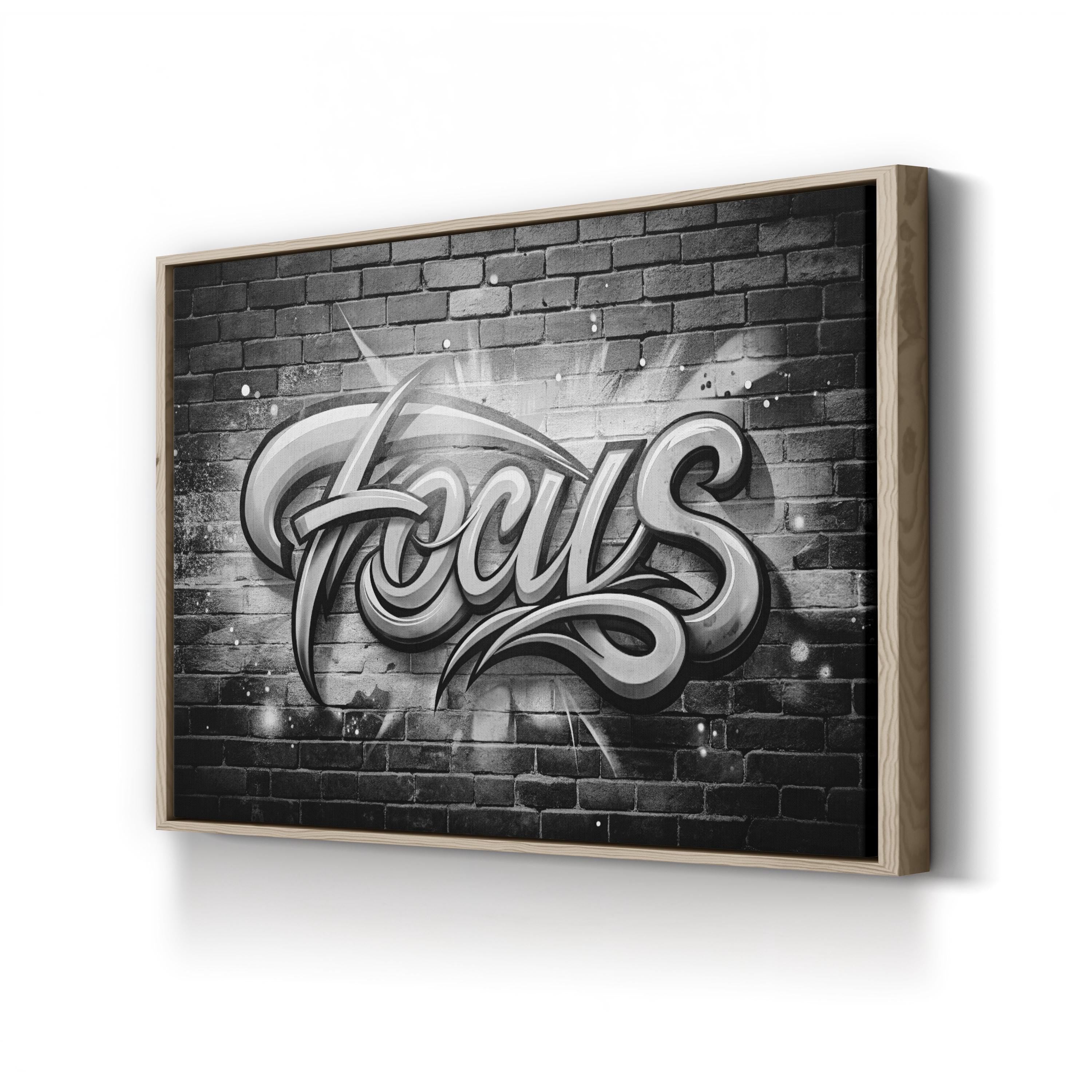 Focus Calligraphy Canvas Art – Black and White Motivational Print