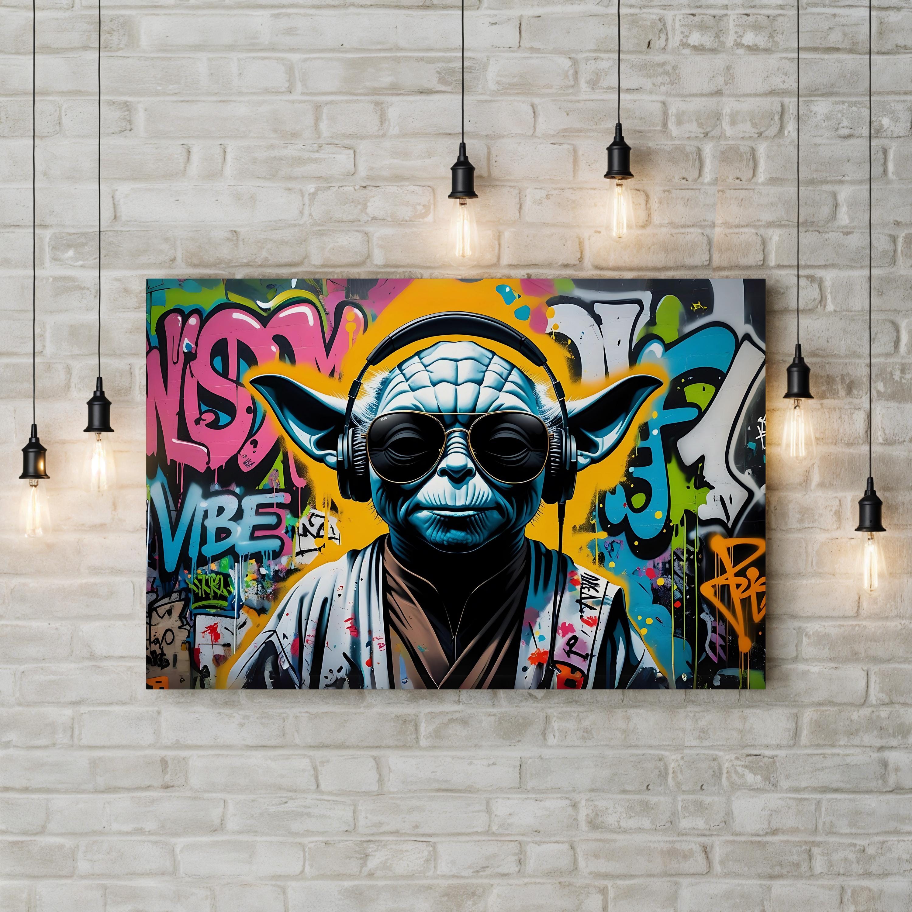 Graffiti Alien DJ – Period Illustration Wall Art | Street Art Canvas Print