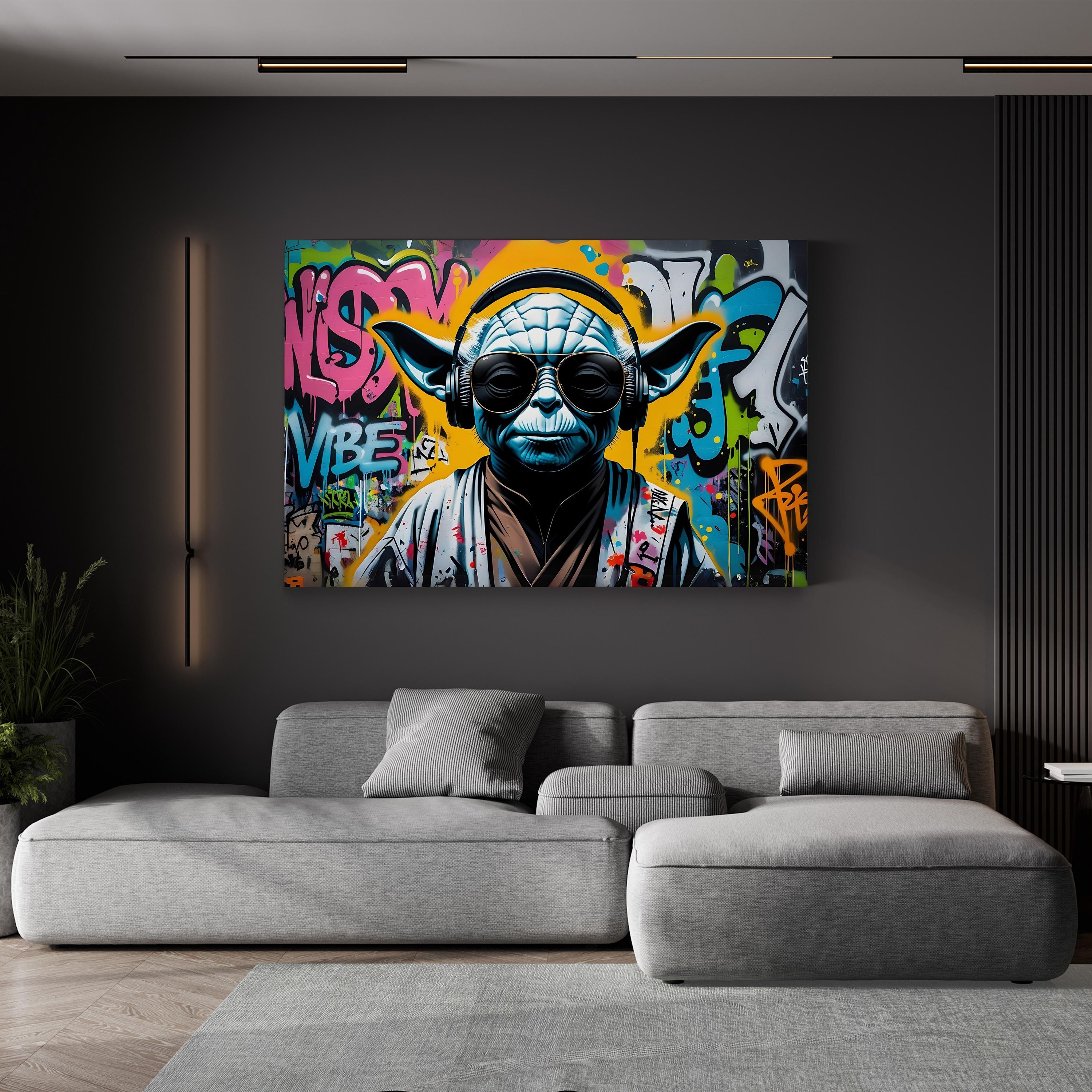 Graffiti Alien DJ – Period Illustration Wall Art | Street Art Canvas Print