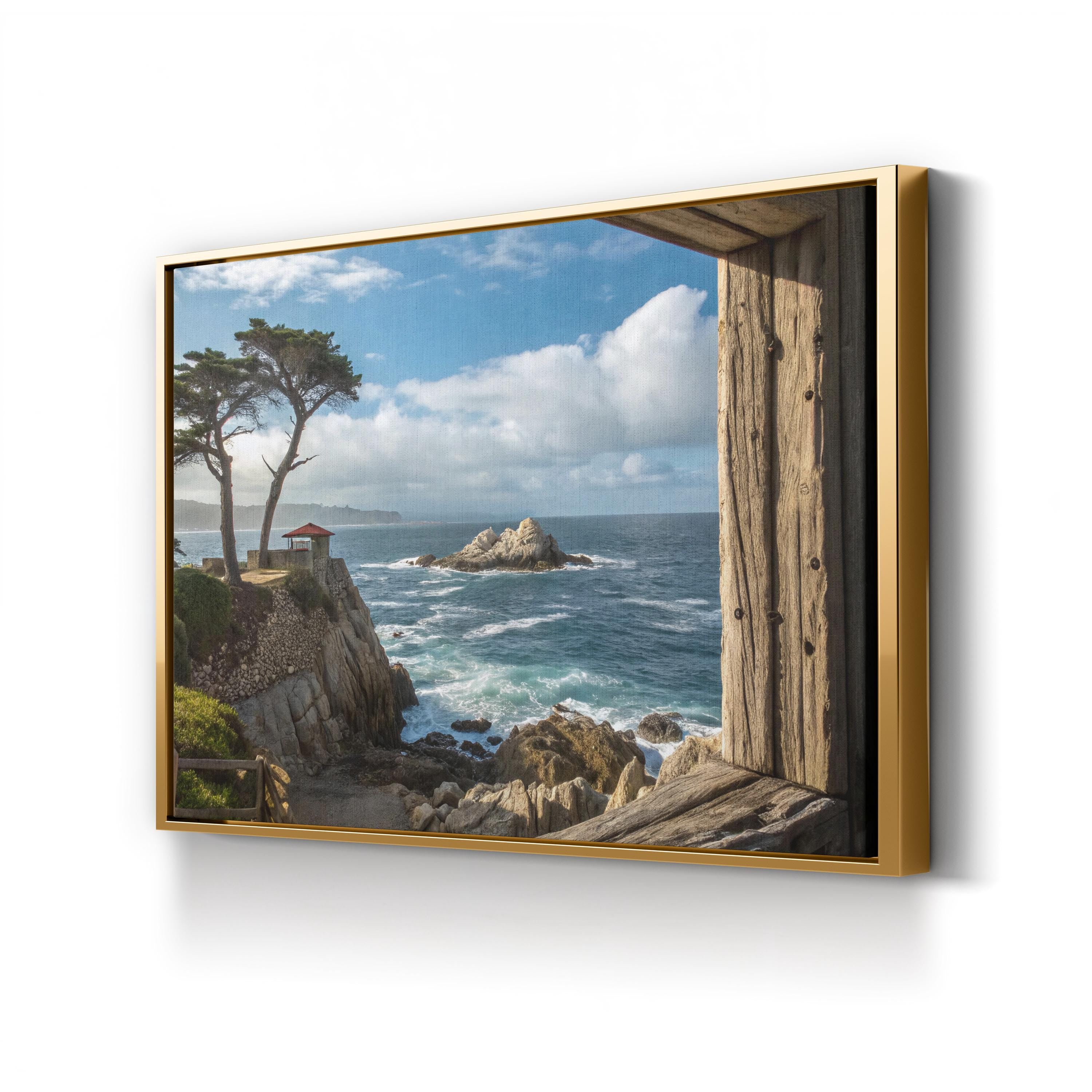 Coastal Window Ocean View – Vintage Photography Wall Art | Rustic Beach Canvas Print