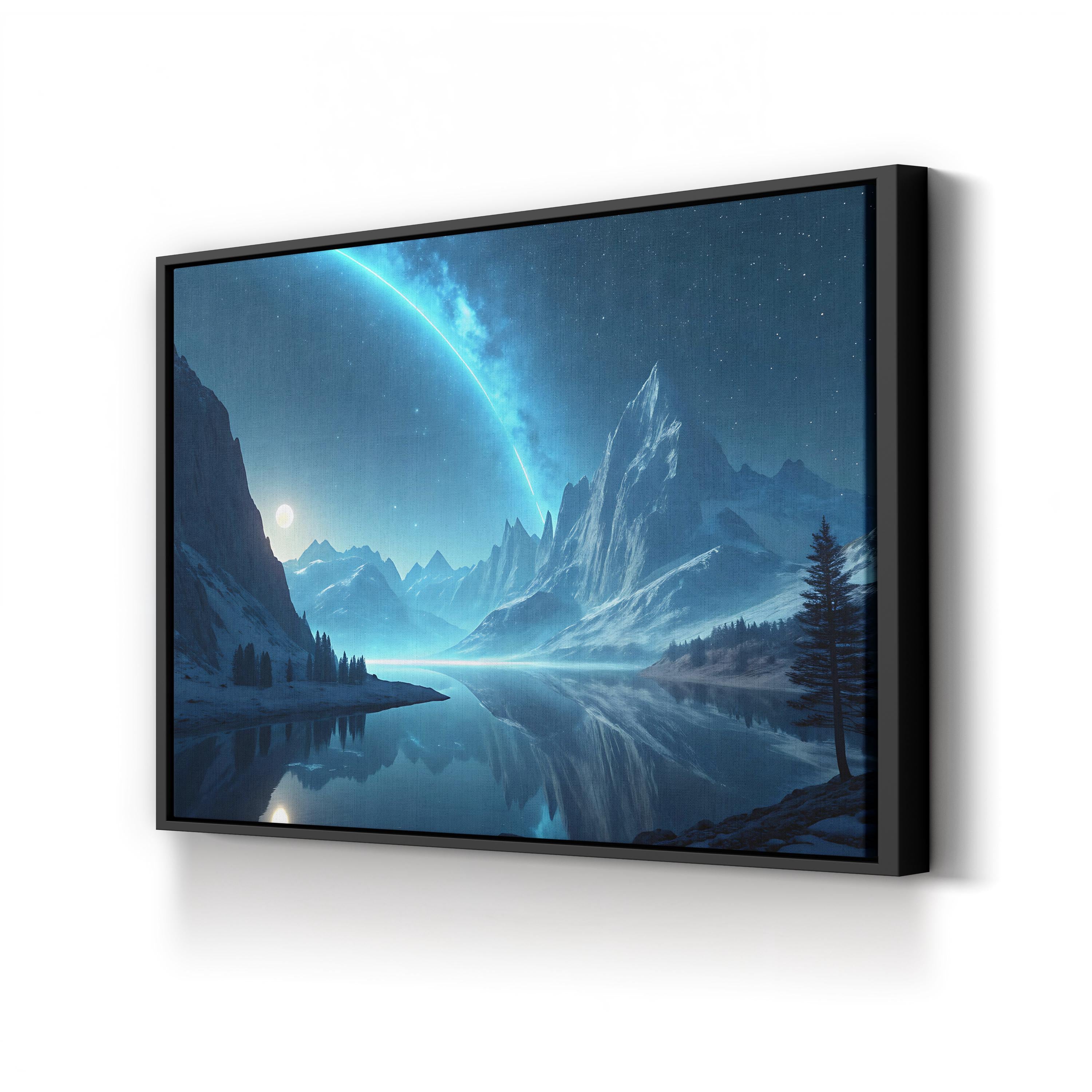 Bioluminescence Frozen Landscape – Period Illustration Wall Art | Abstract Ice Canvas Print