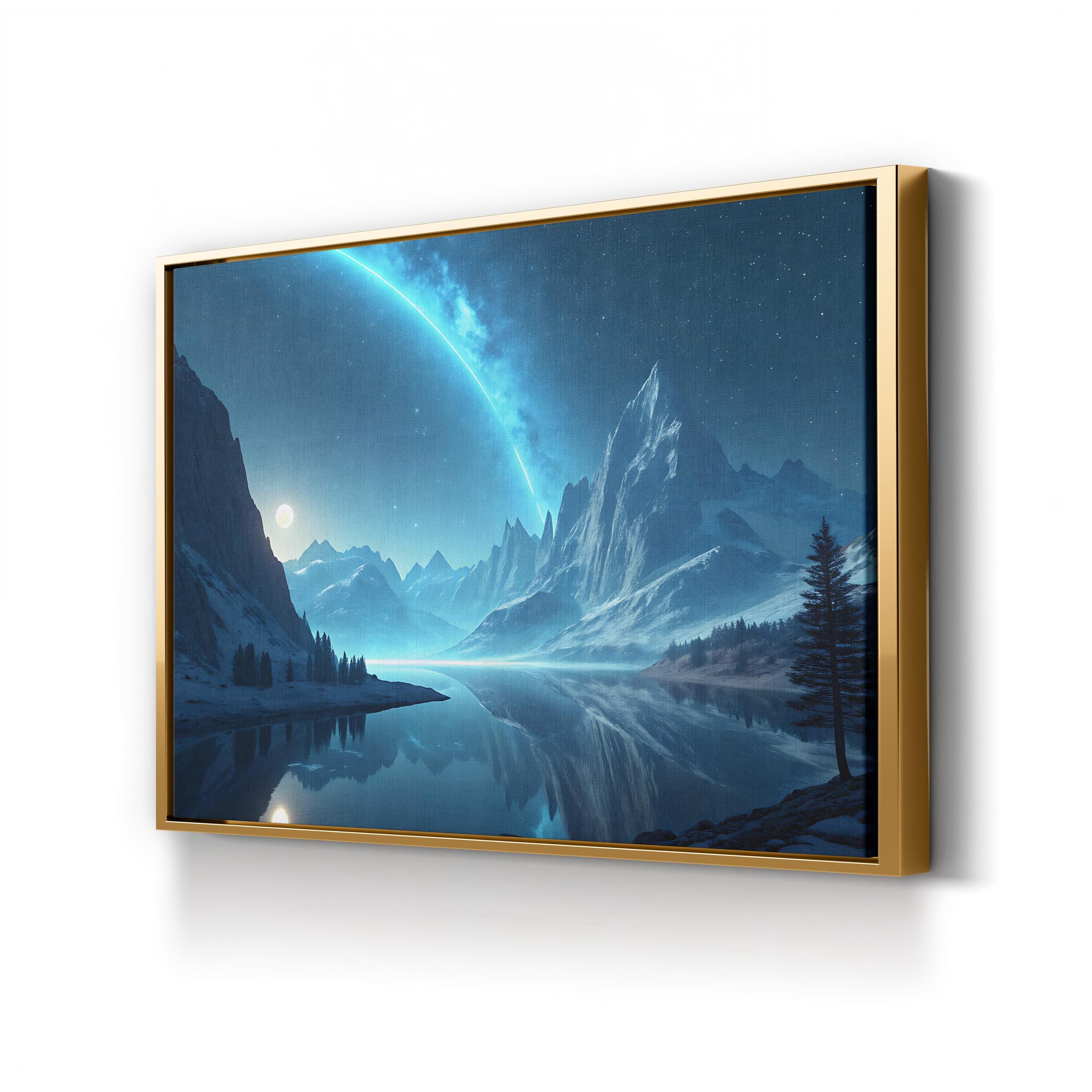 Bioluminescence Frozen Landscape – Period Illustration Wall Art | Abstract Ice Canvas Print