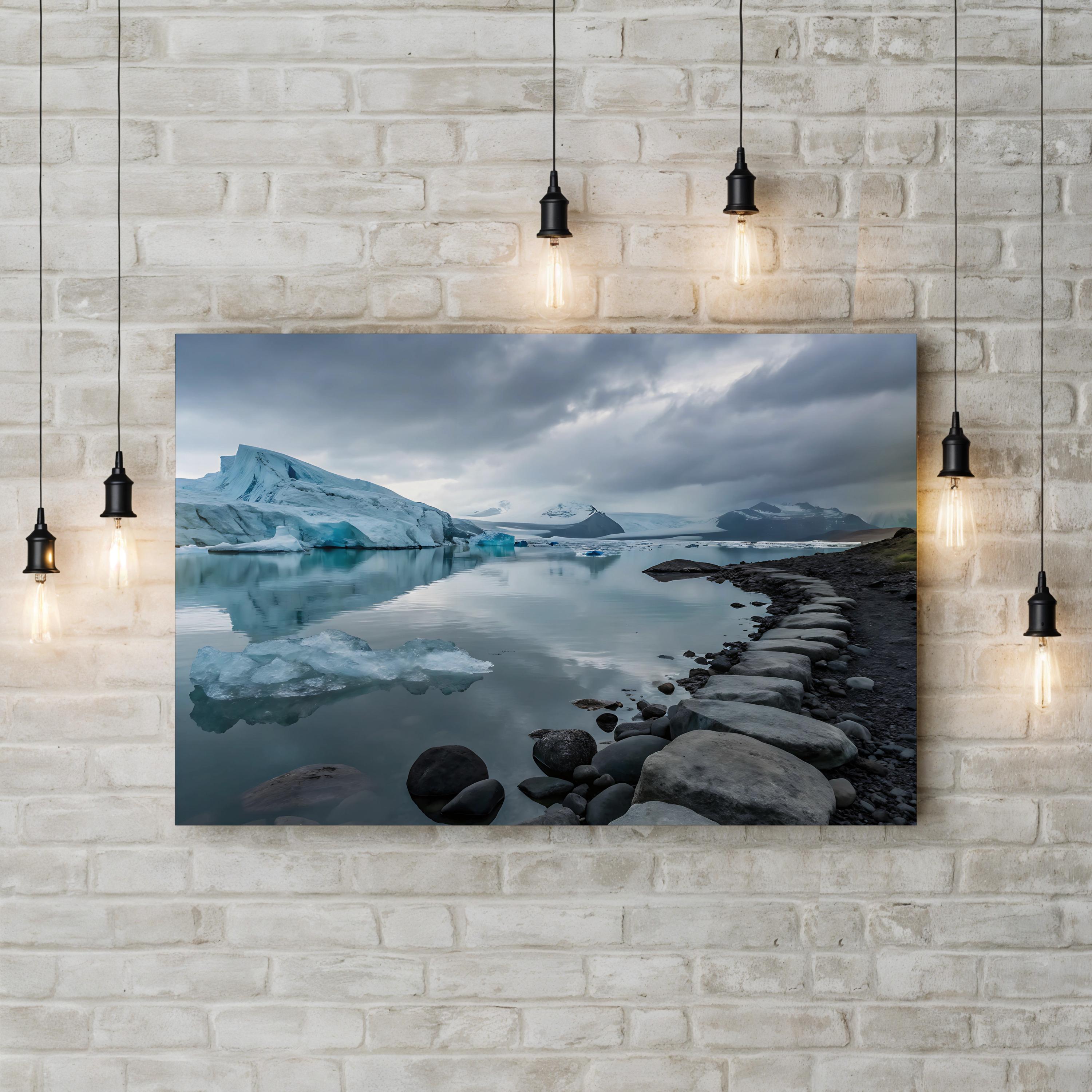 Icelandic Winter Serenity – Vintage Photography Wall Art | Snowy Landscape Canvas Print