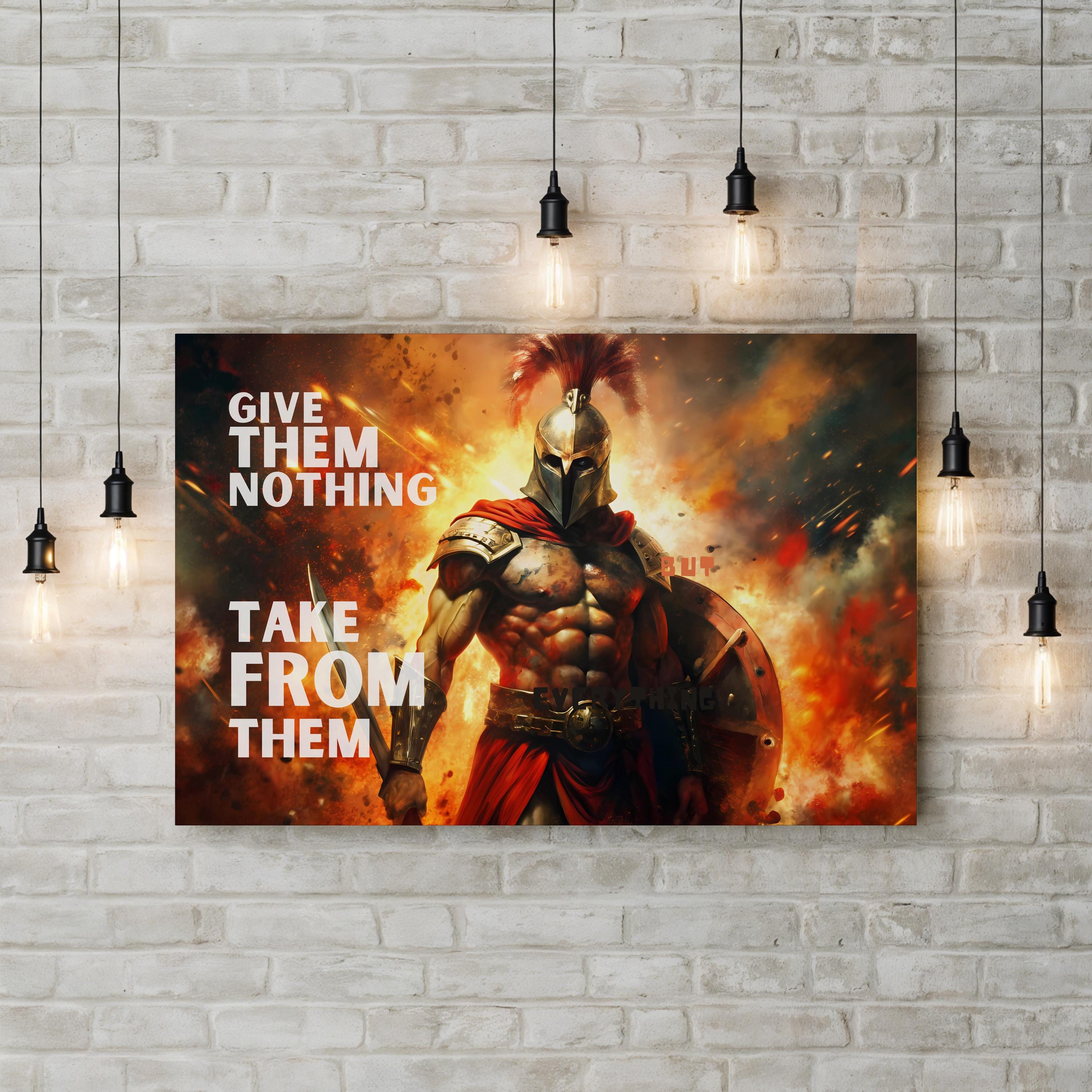Spartan Warrior – Period Illustration Wall Art | Motivational Gym Canvas Print