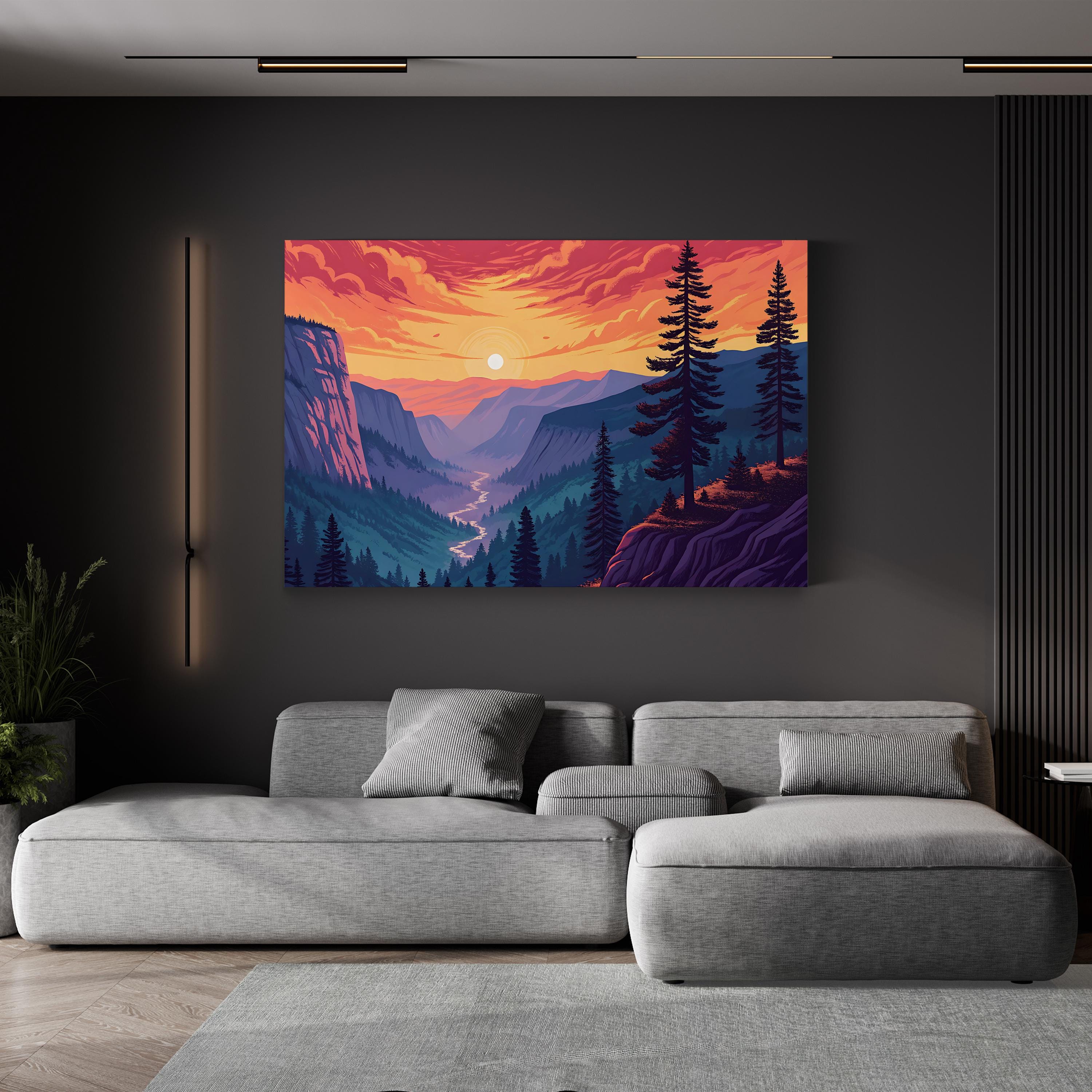 Yosemite Glacier Point – Period Illustration Wall Art | Scenic Landscape Canvas Print