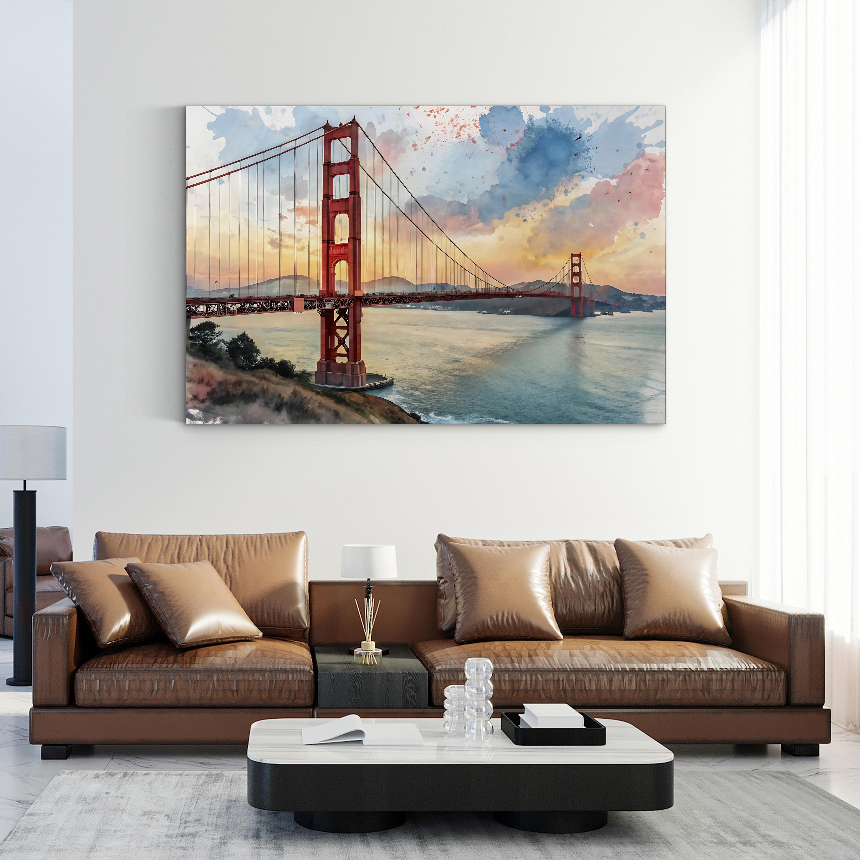 Golden Gate Bridge Sunset – Vintage Photography Wall Art | San Francisco Bay Canvas Print