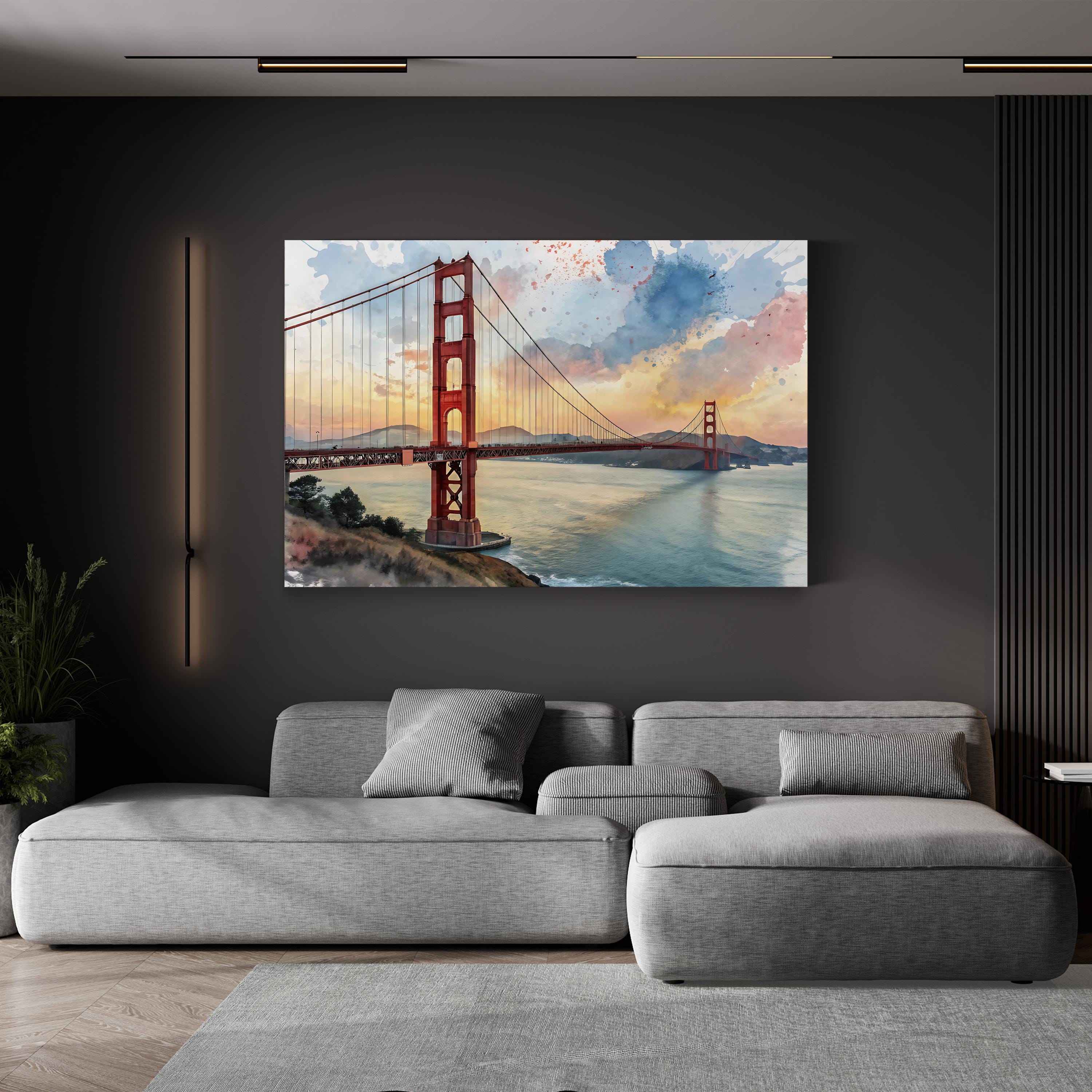 Golden Gate Bridge Sunset – Vintage Photography Wall Art | San Francisco Bay Canvas Print