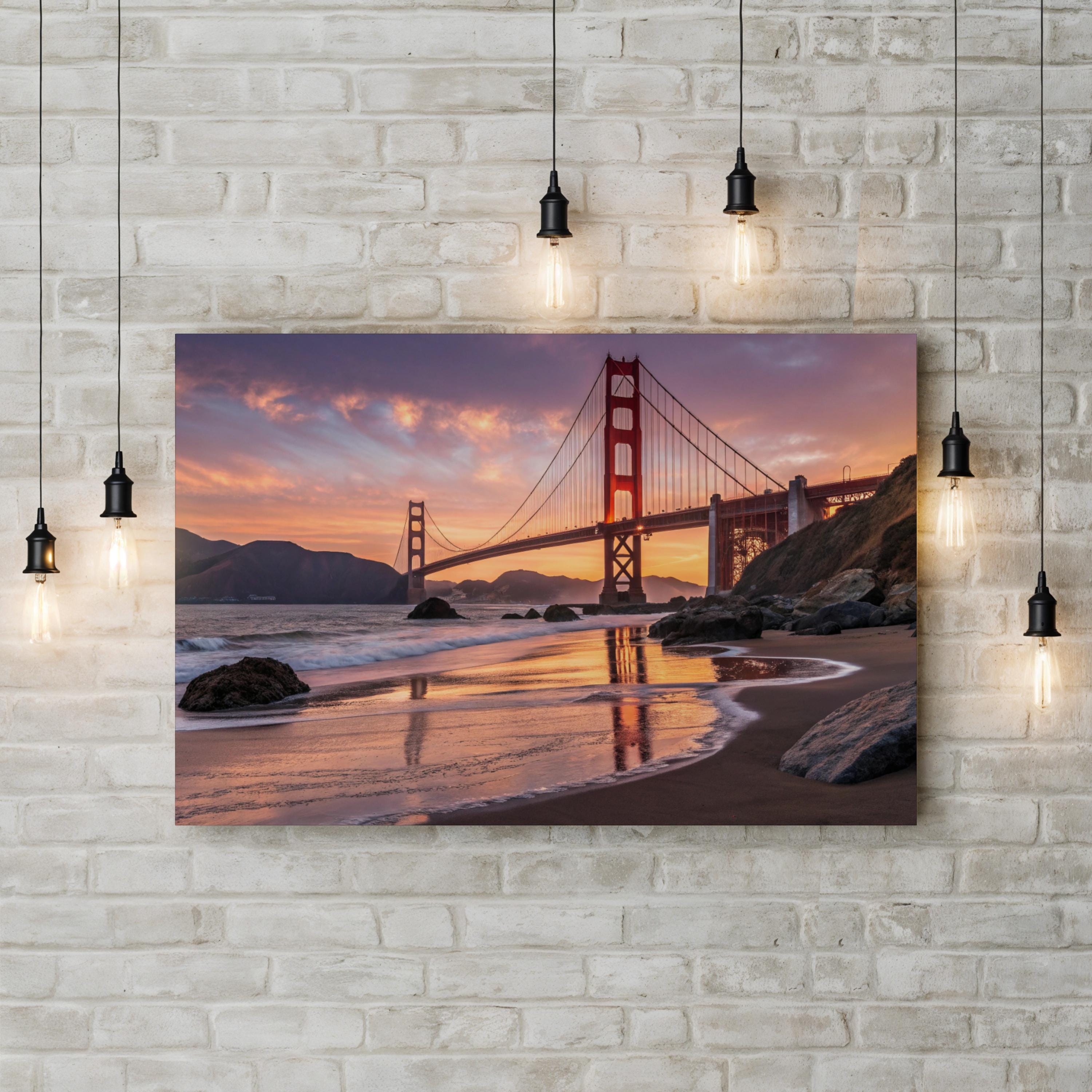 Golden Gate Bridge Sunset — San Francisco, California Coastal Canvas Wall Art