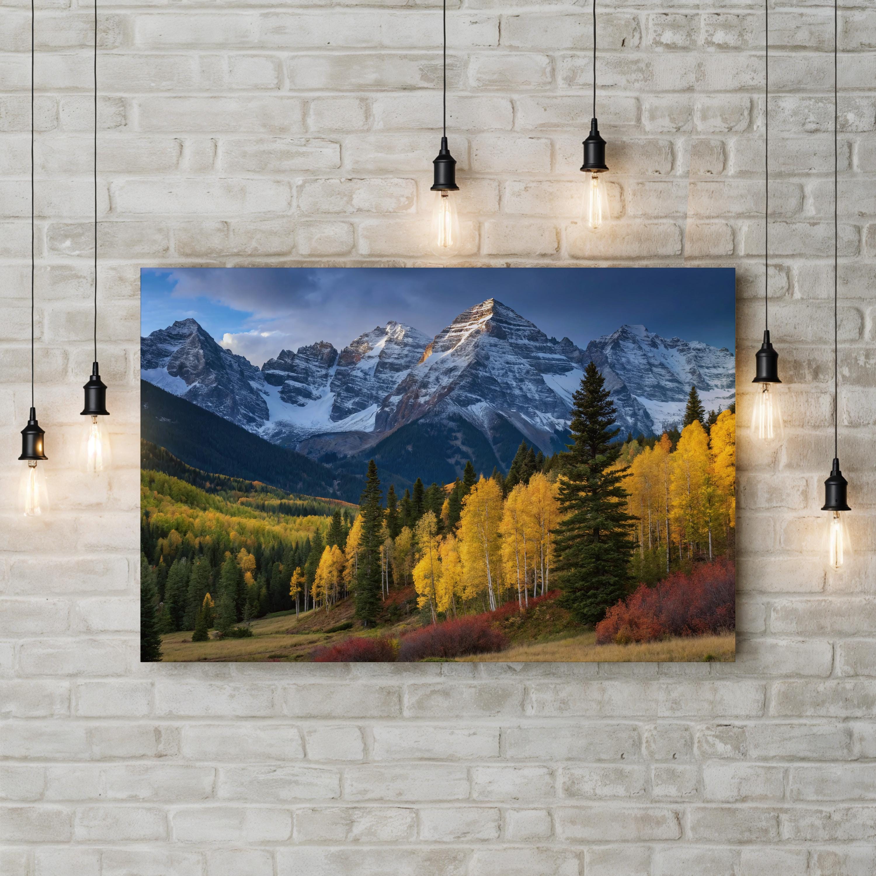 Autumn Aspen Mountain – Vintage Photography Wall Art | Fall Foliage Landscape Canvas Print