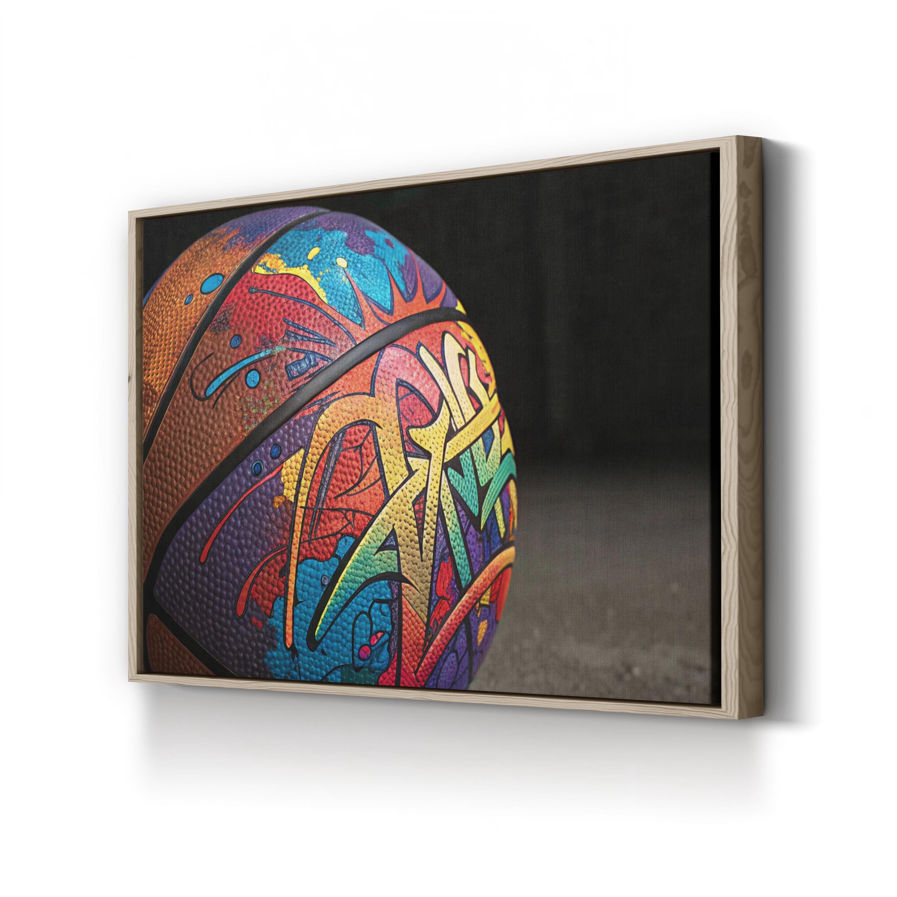 Graffiti Basketball – Period Illustration Wall Art | Urban Street Sports Canvas Print