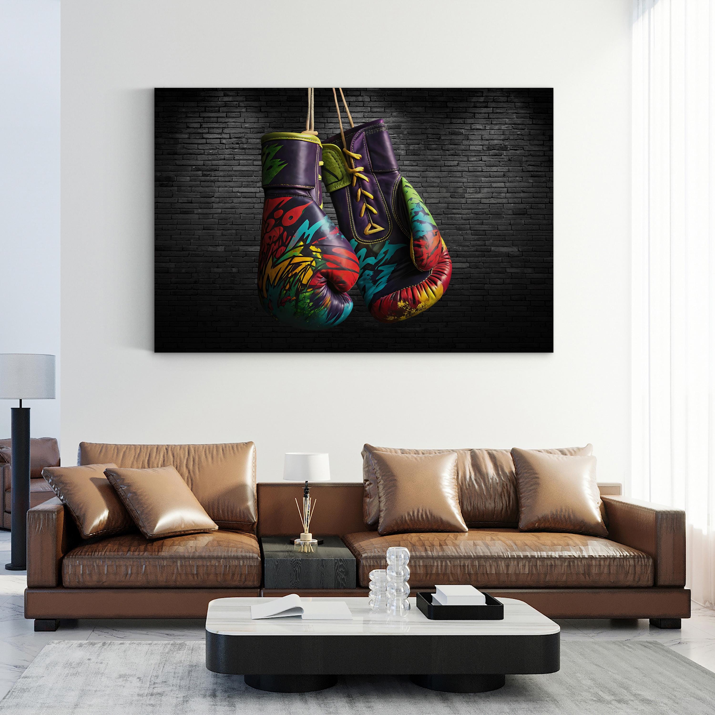 Graffiti Boxing Gloves – Period Illustration Wall Art | Urban Street Canvas Print