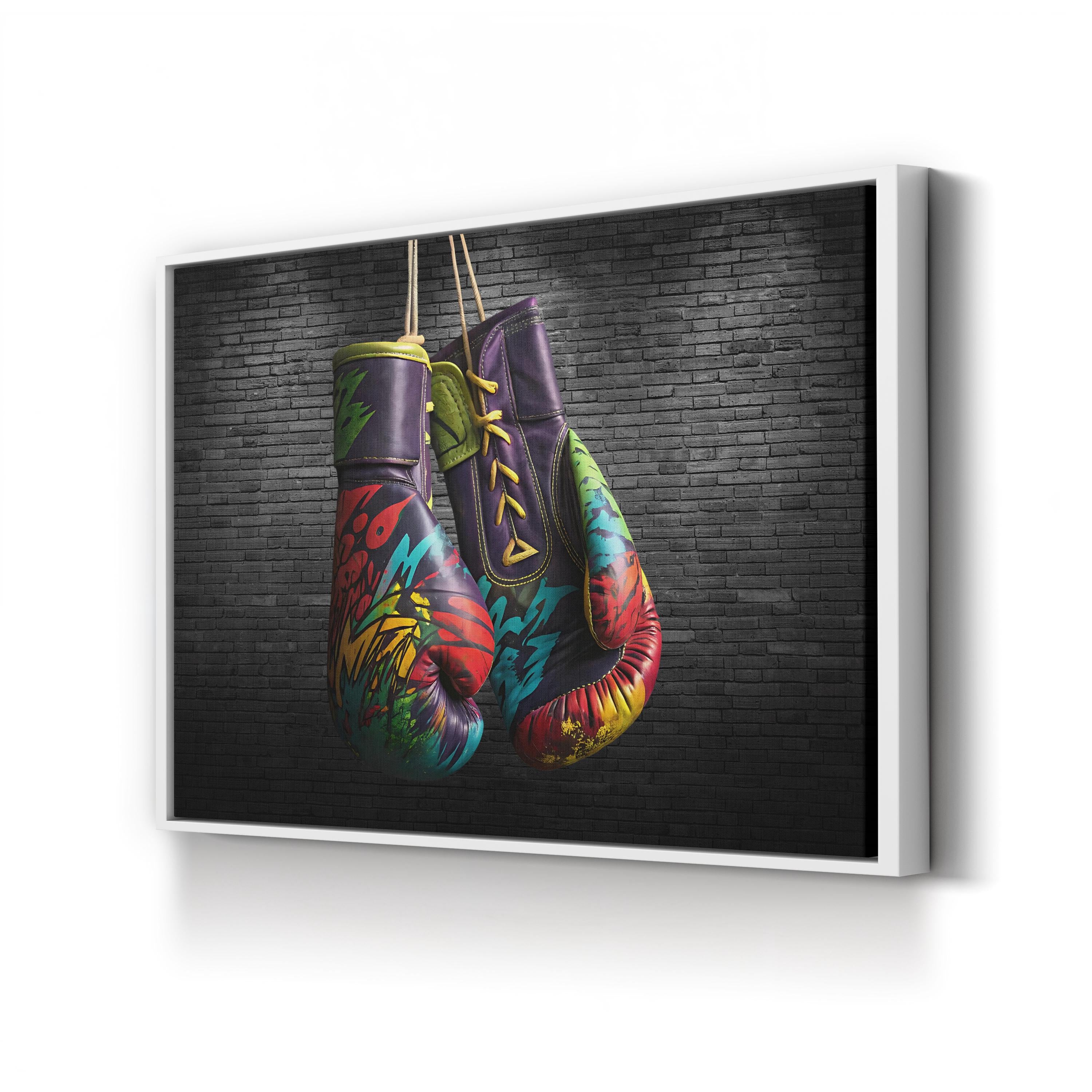 Graffiti Boxing Gloves – Period Illustration Wall Art | Urban Street Canvas Print