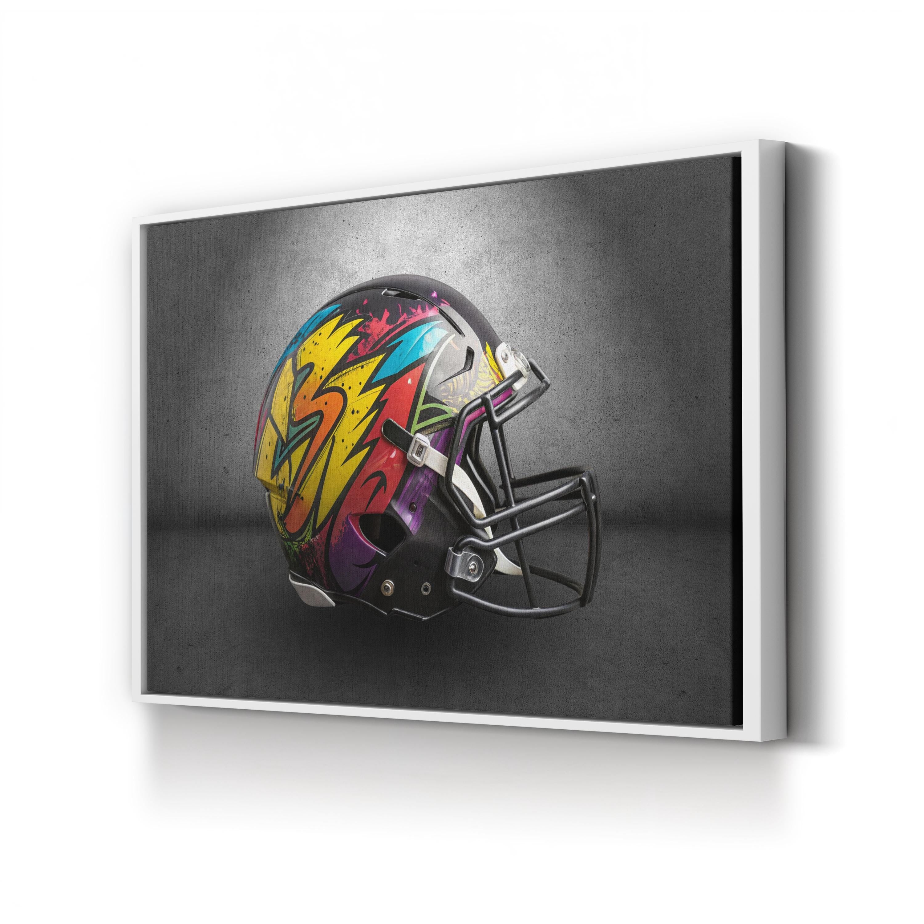 Graffiti Football Helmet – Period Illustration Wall Art | Urban Sports Canvas Print