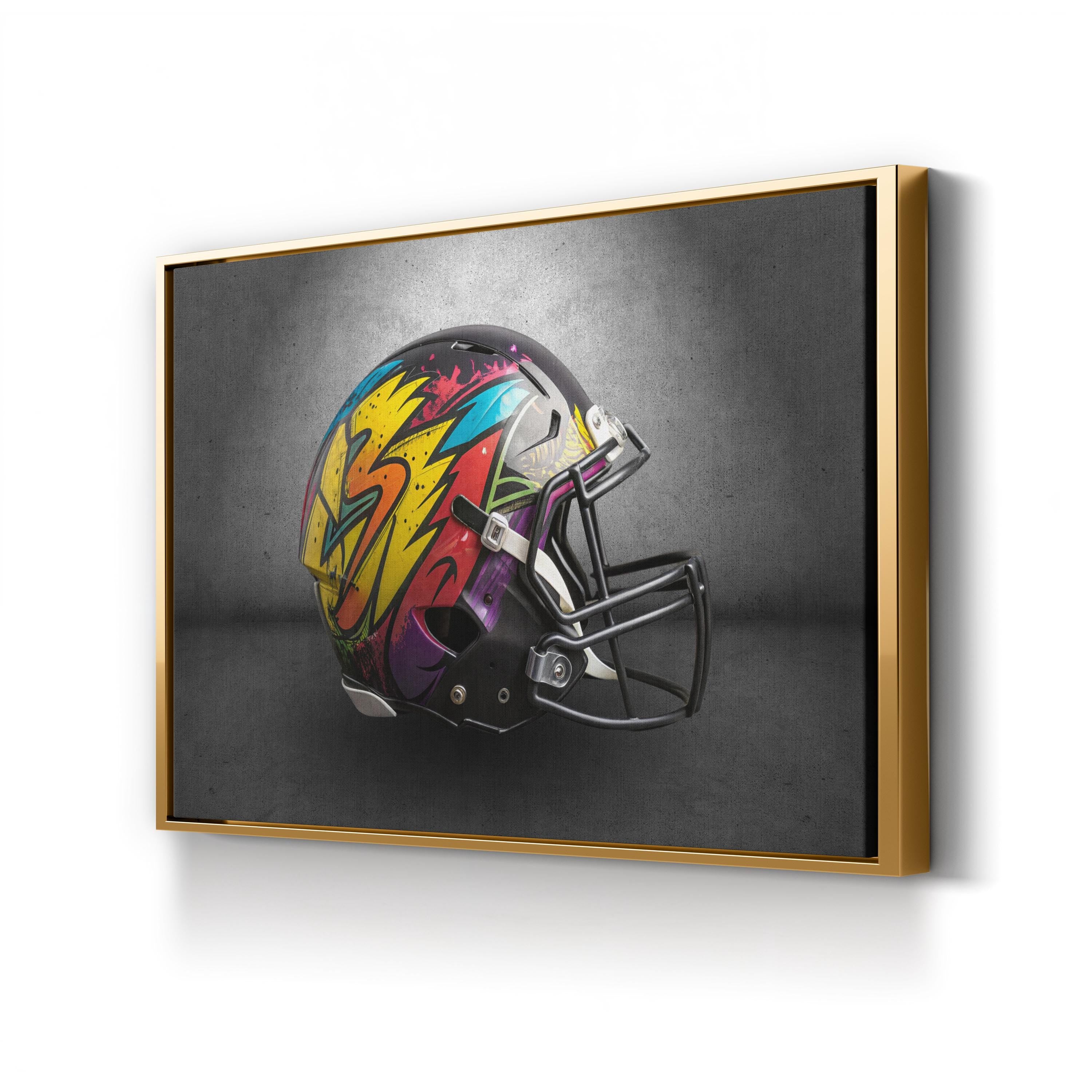 Graffiti Football Helmet – Period Illustration Wall Art | Urban Sports Canvas Print