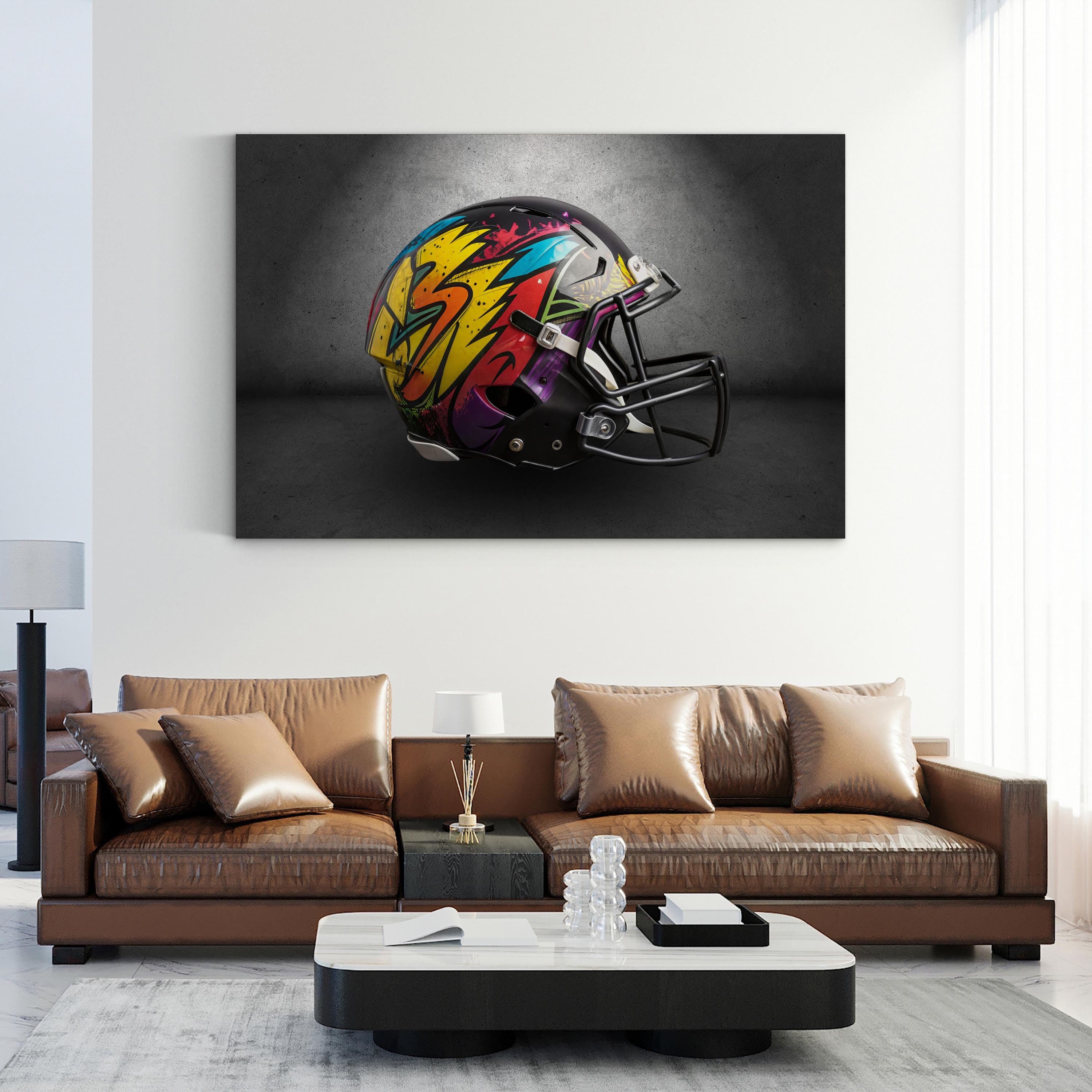 Graffiti Football Helmet – Period Illustration Wall Art | Urban Sports Canvas Print